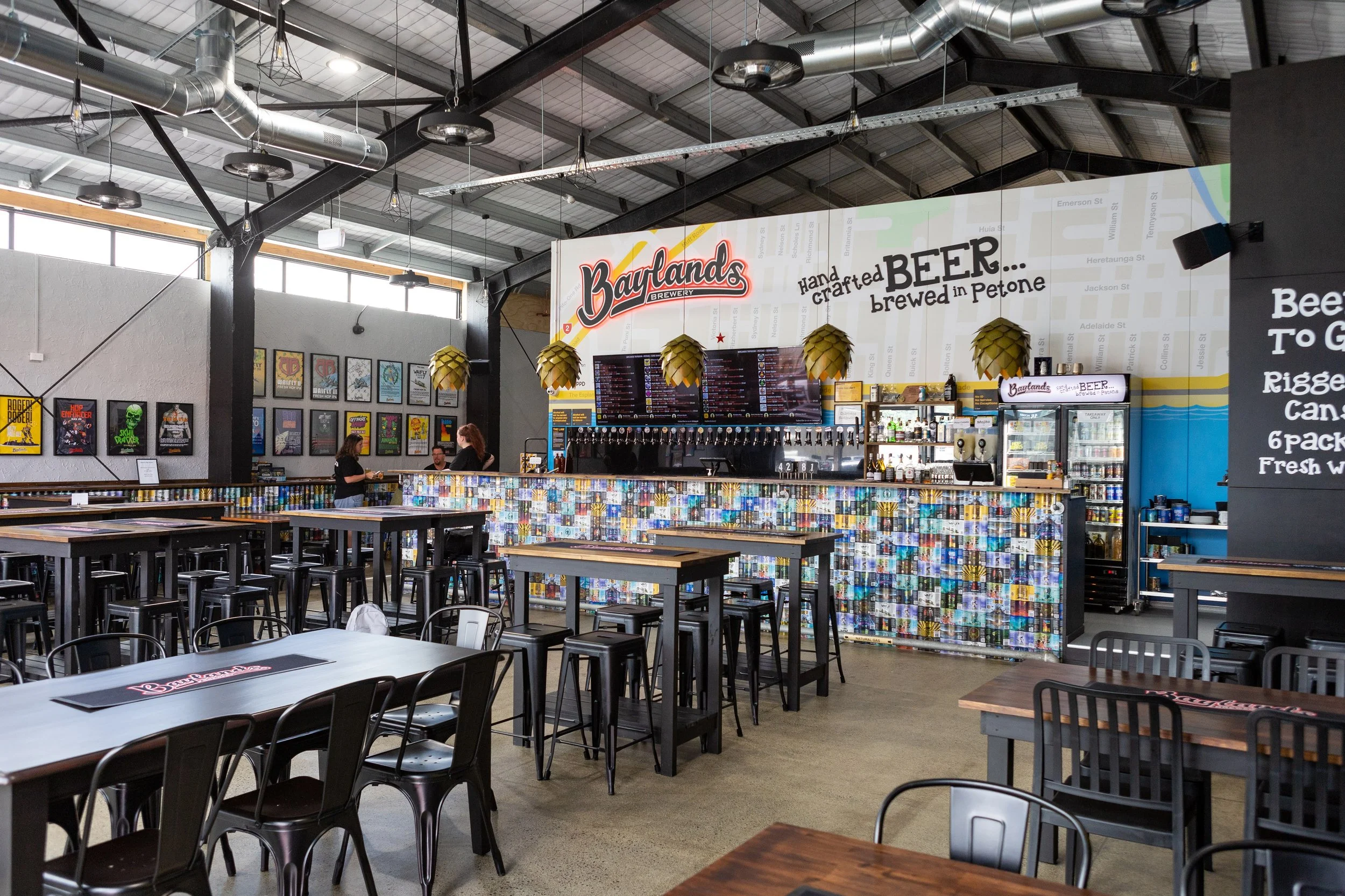 Interior shot of Baylands Brewery, located in Petone, Lower Hutt
