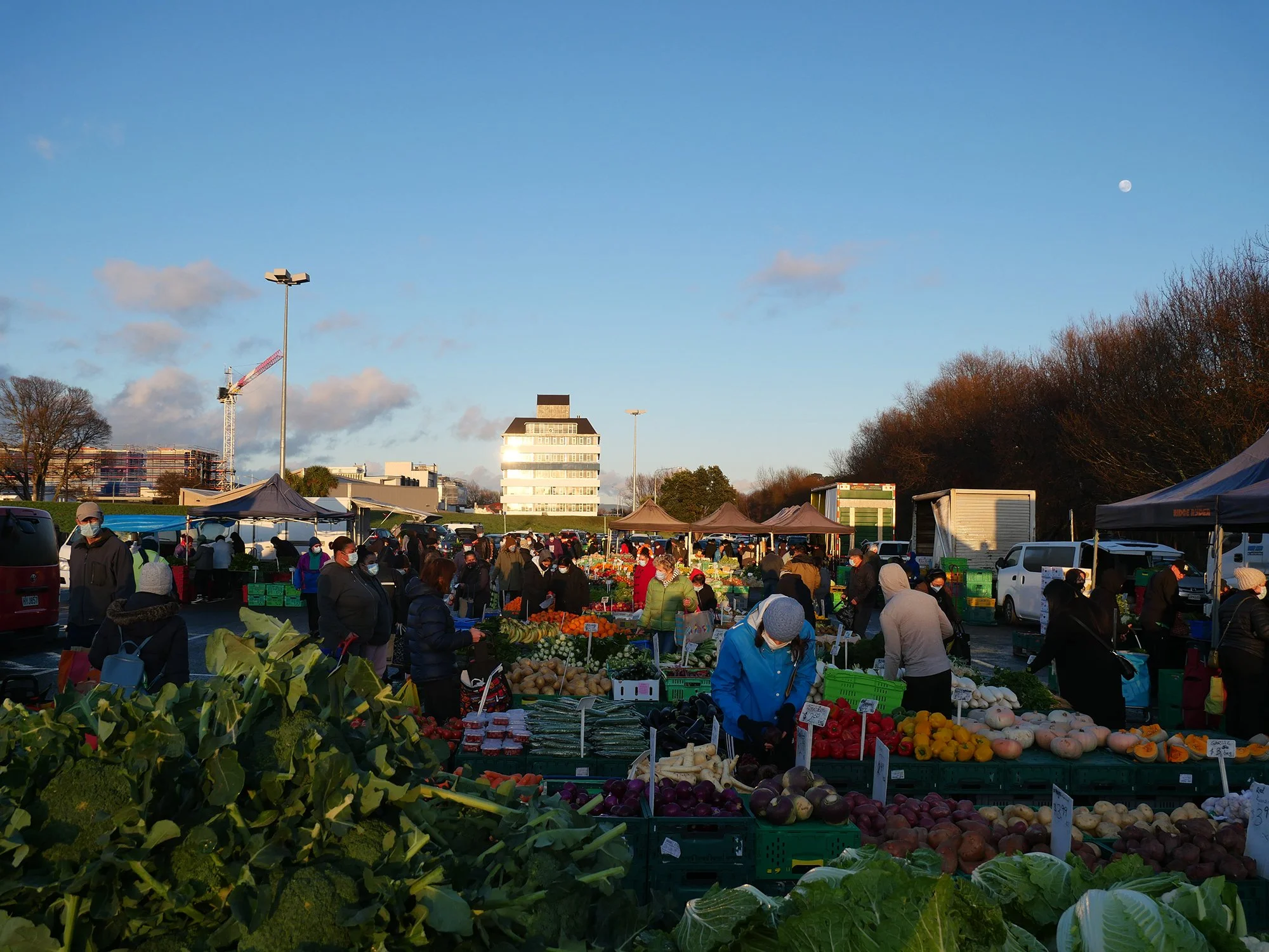 Outdoor wide shot of Riverbank Market, located in Hutt Central