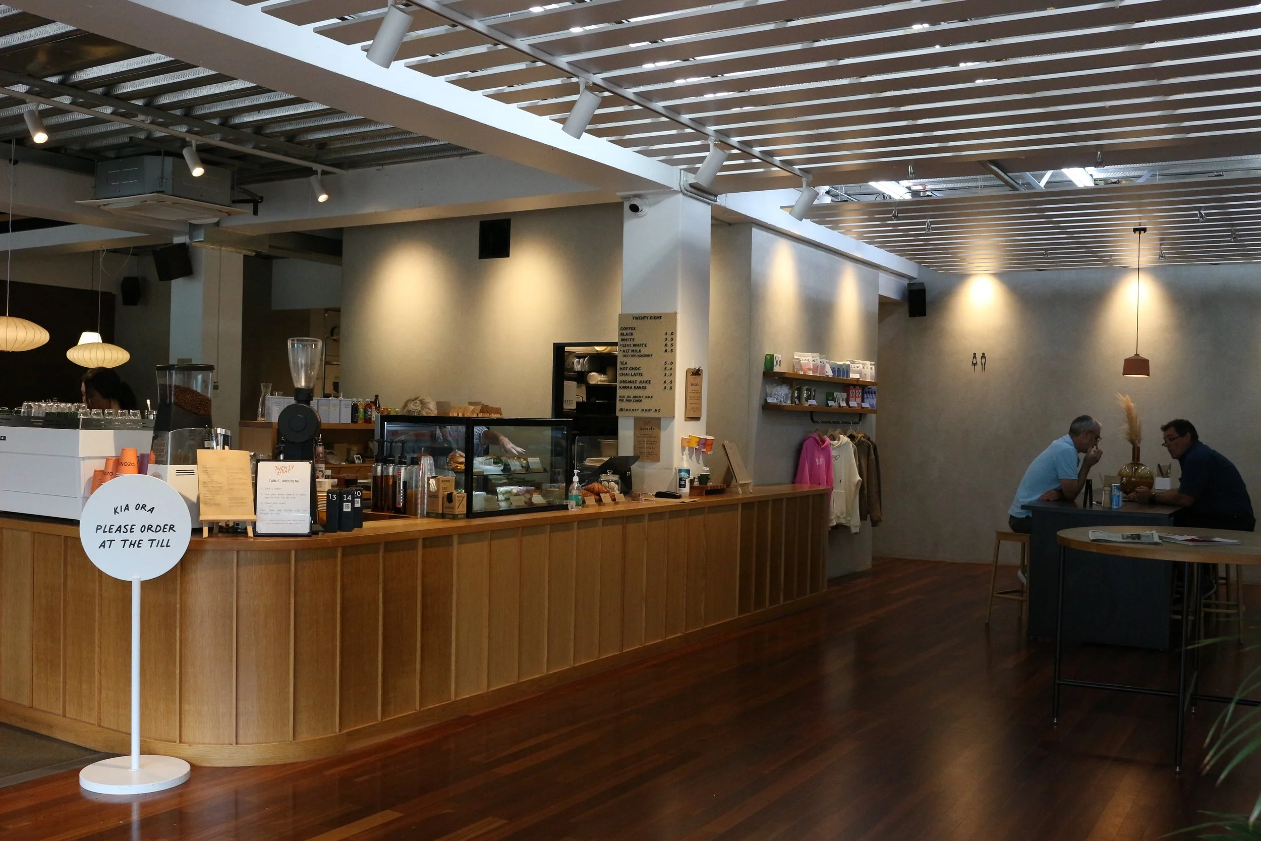 Interior shot of Twenty Eight, a cafe in Hutt Central inside the Professionals building