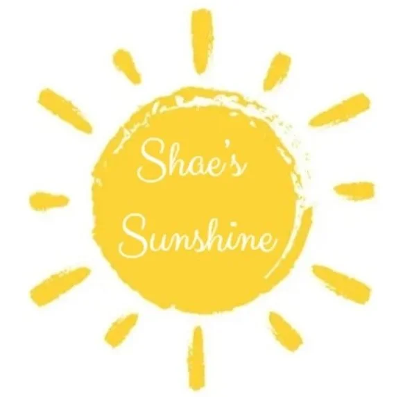 Yellow sun with hand-painted rays and the text "Shae's Sunshine" in the center.