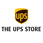 The UPS Store logo with a yellow shield and black banner, and the text 'THE UPS STORE' underneath.
