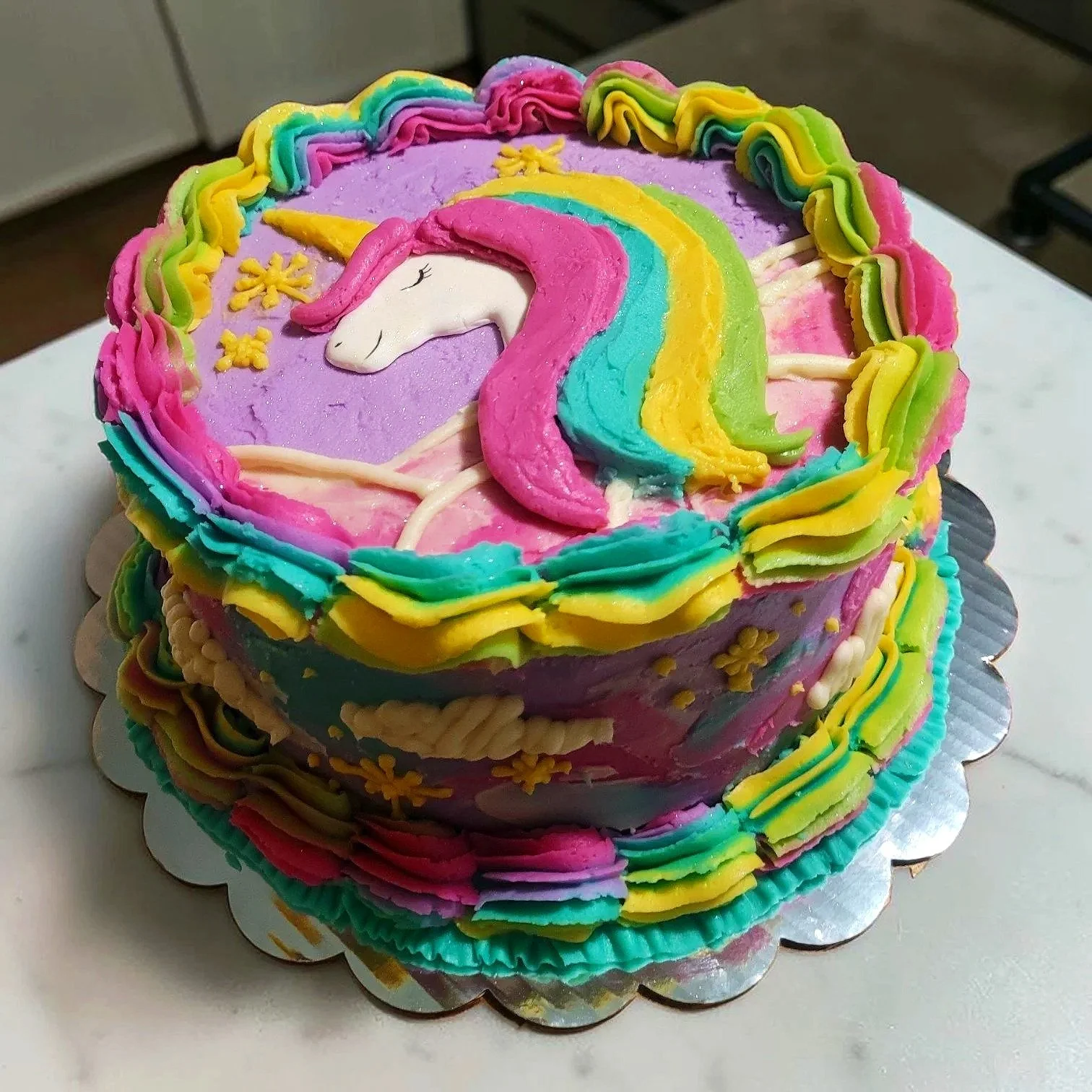 Vanilla Cake with Vanilla Buttercream, Unicorn Dream