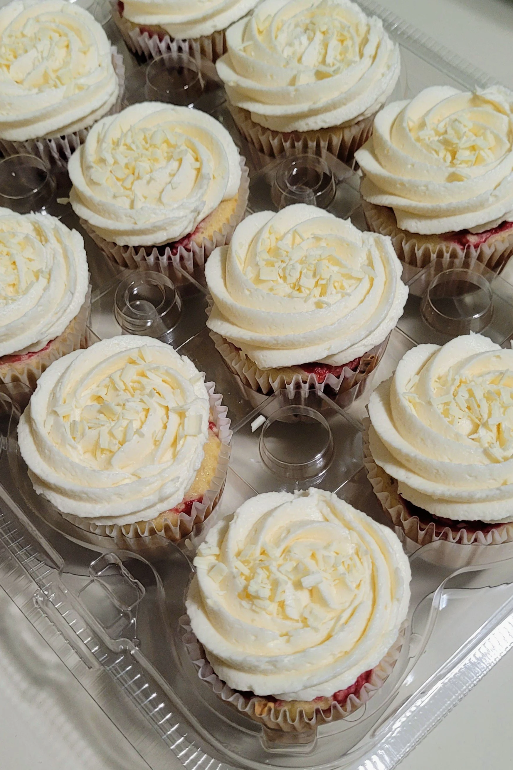 Dozen White Chocolate Raspberry Cupcakes