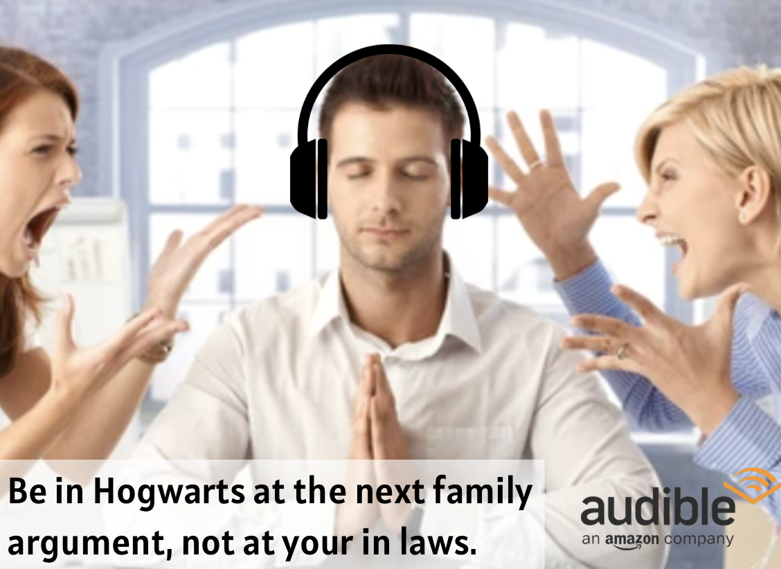 Two women are shouting at a man with closed eyes, while the man is meditating with his hands in a prayer position, in an office setting.