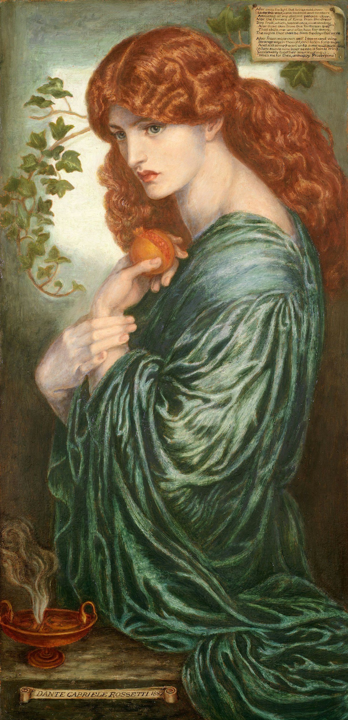 Proserpine (1874) is a famous oil painting by the British Pre-Raphaelite artist and poet Dante Gabriel Rossetti