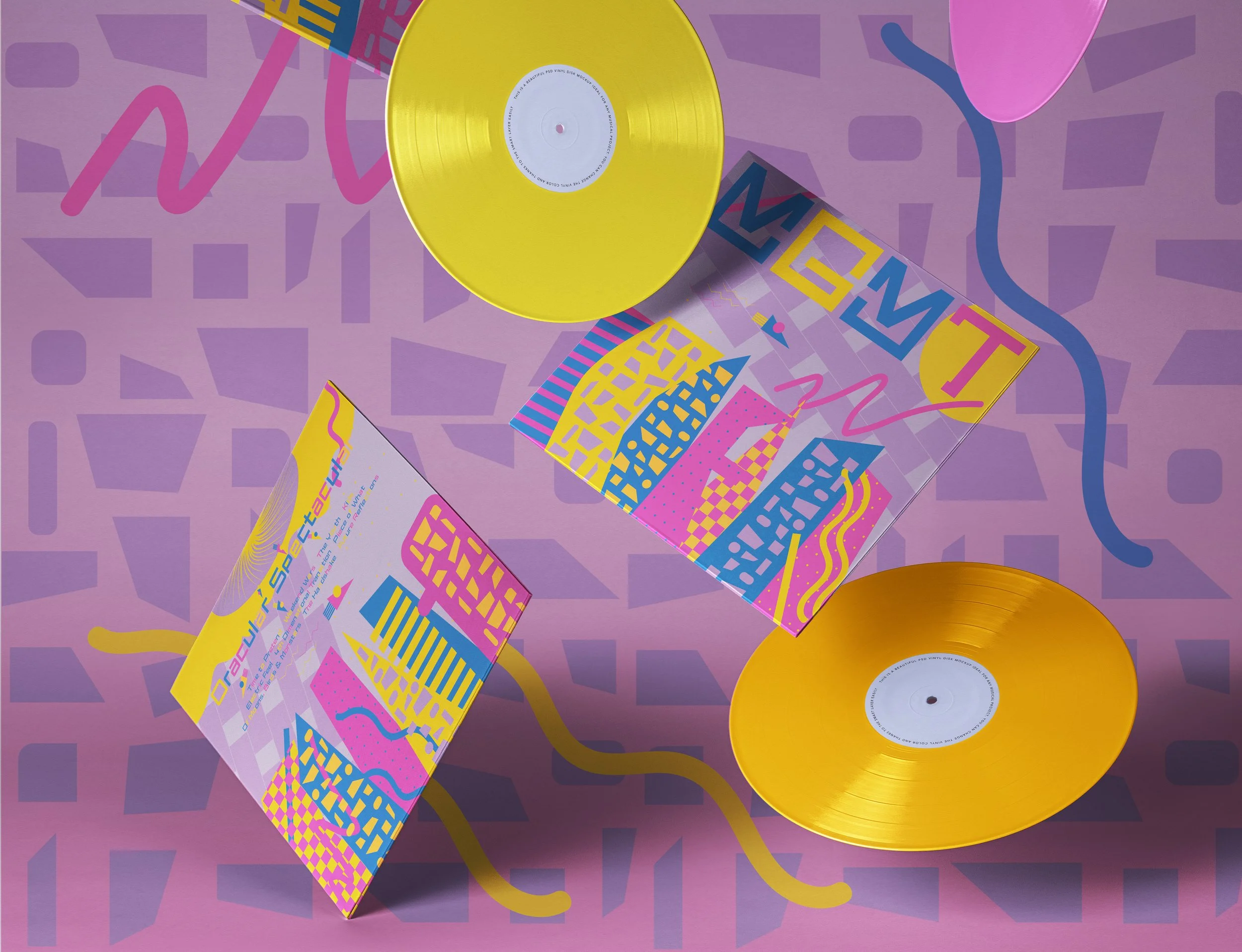 The front and back cover falling, as well as two disks.