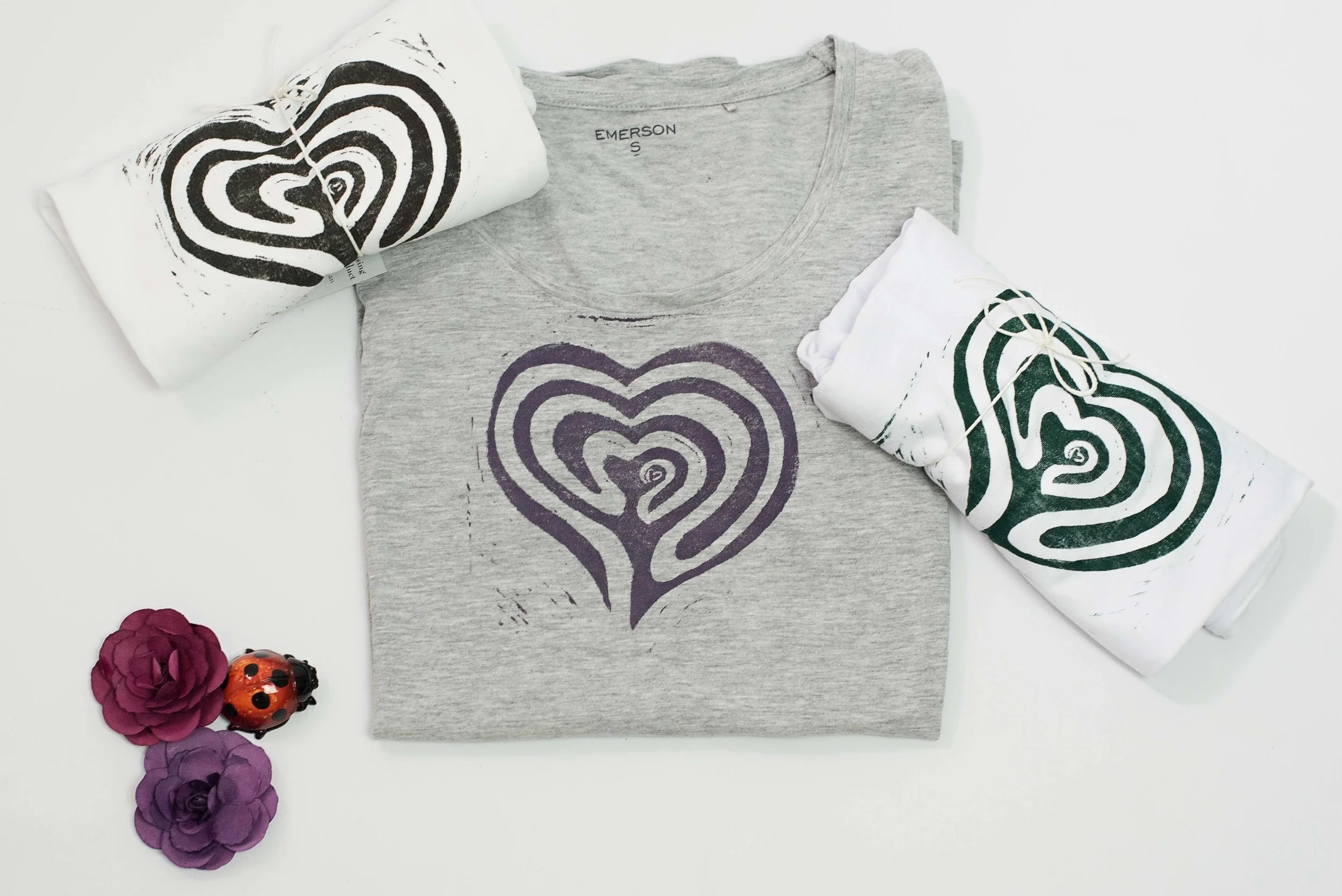 heart labyrinth lino design c Susan Marte