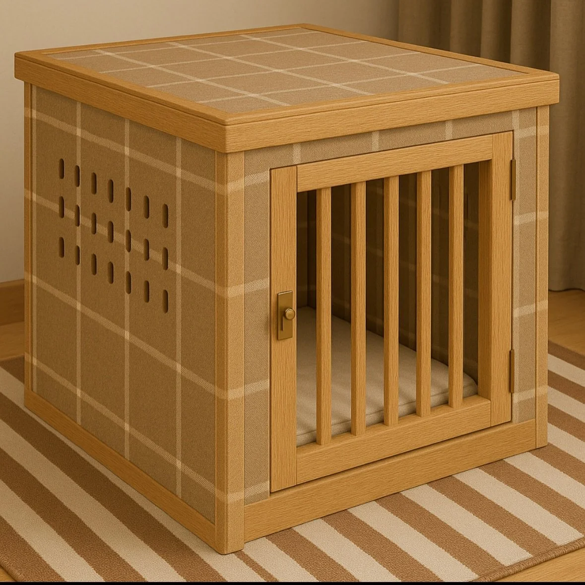 AI design from client turned to reality ✅ Two custom dog crates made out of white oak and fabric wrapped panels.
#woodworking #craftsmanship #decor #interiordesign #furniture