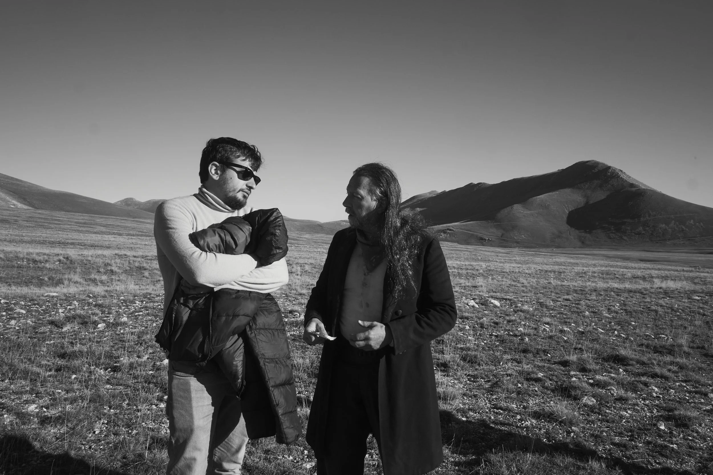 Filmmaker Valerio Carta with actor Gary Taylor on the set of Visions of Loss