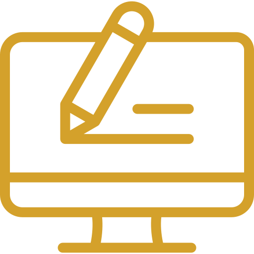 Computer monitor with a pen writing on a digital interface