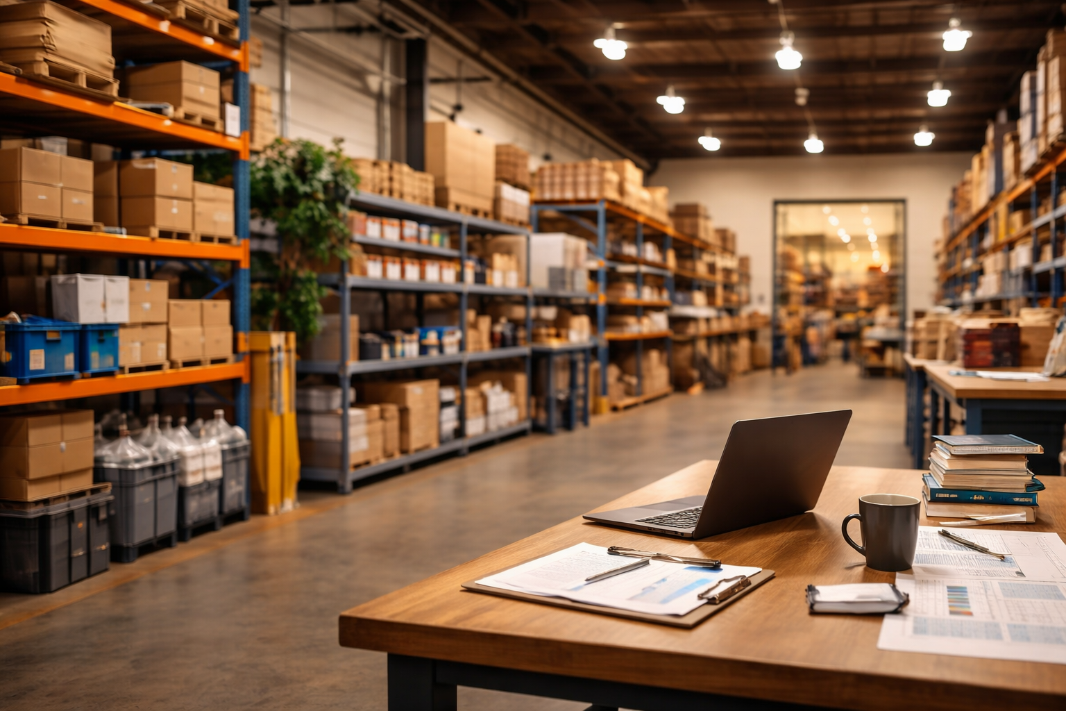Organized industrial workspace with clean layout and operational efficiency
