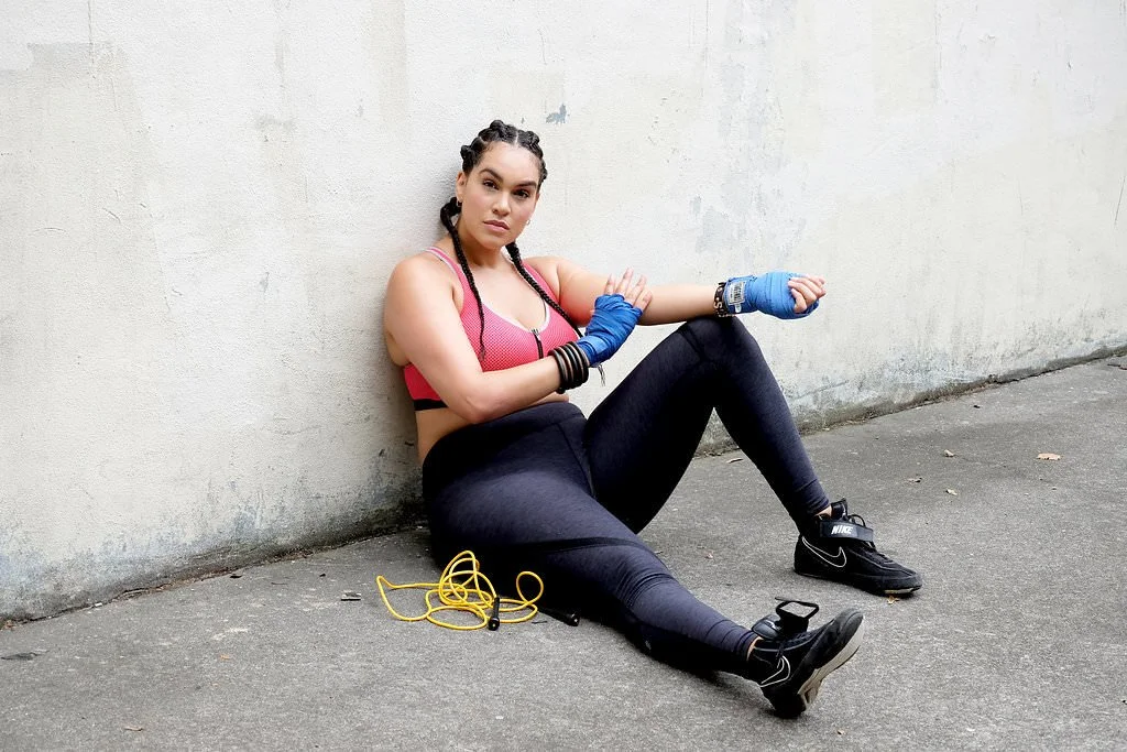 Dariana Casado - in workout gear and wrapped hands for boxing
