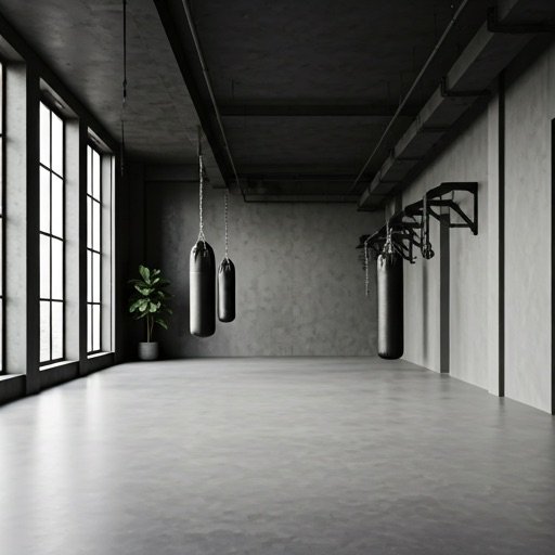 minimalist gym with punching bag