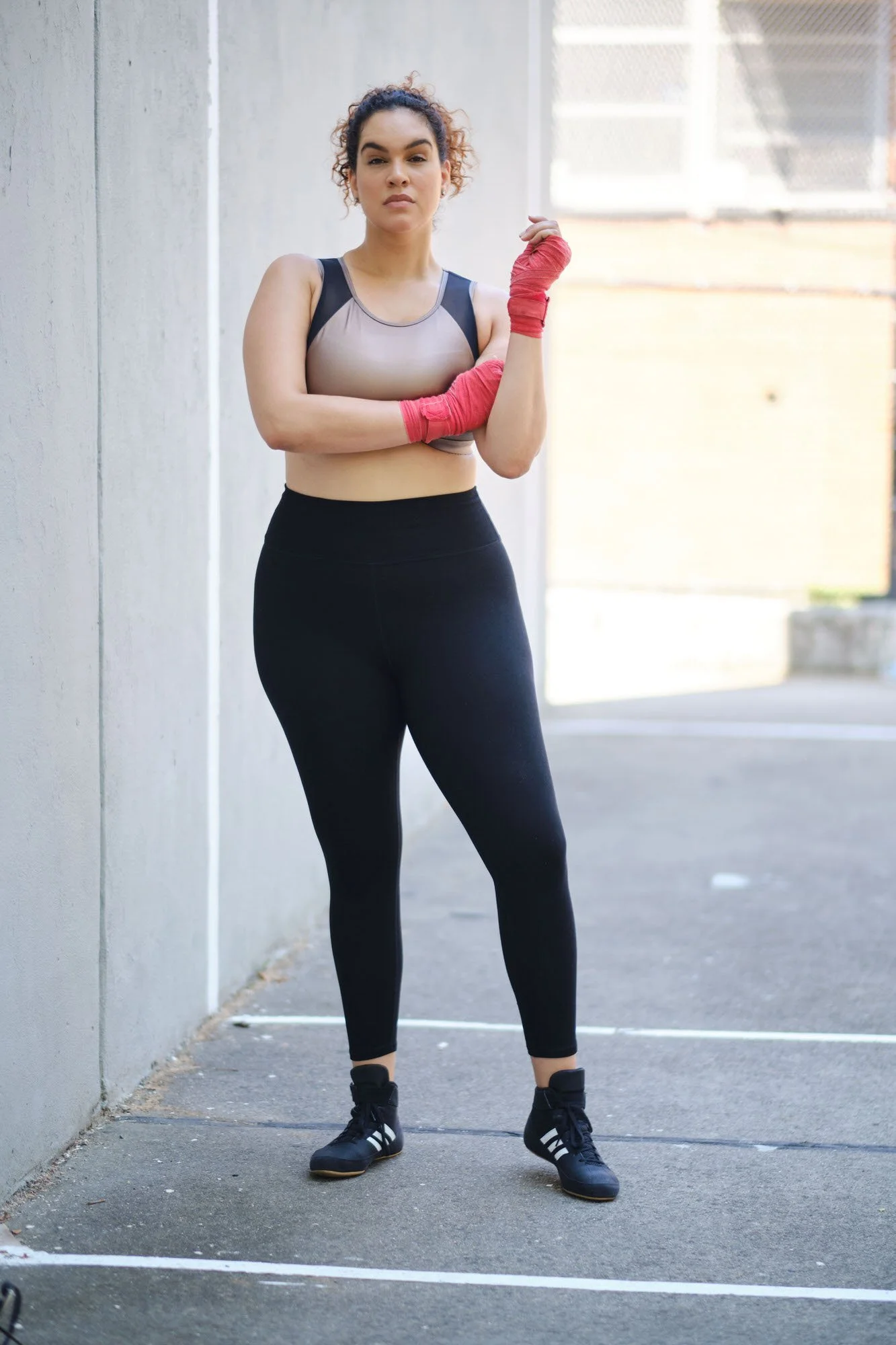 Dariana Casado - in workout gear and wrapped hands for boxing