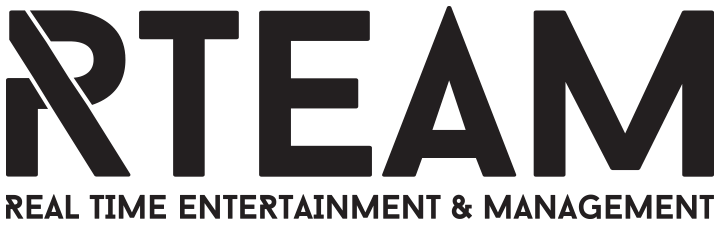 The logo features the word 'RETEAM' with a stylized 'R' and the tagline 'Real Time Entertainment & Management' beneath it.