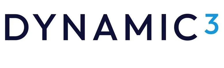 Logo with the text 'DYNAMIC' in bold navy blue letters and the number '3' in light blue.