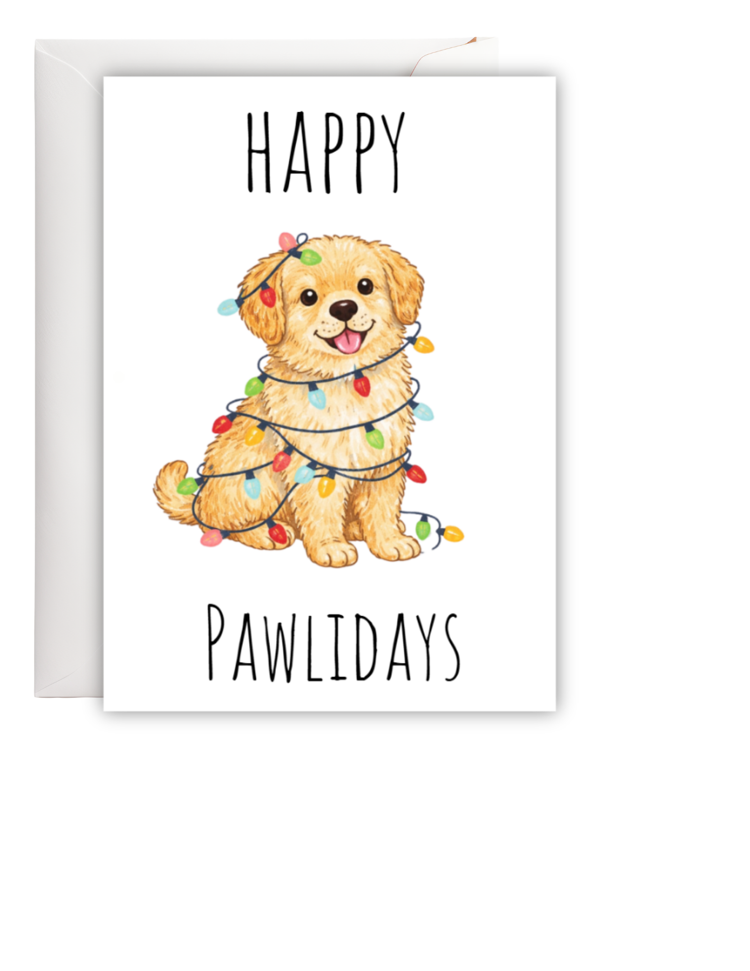 Happy Pawlidays Dog Holiday Greeting Card