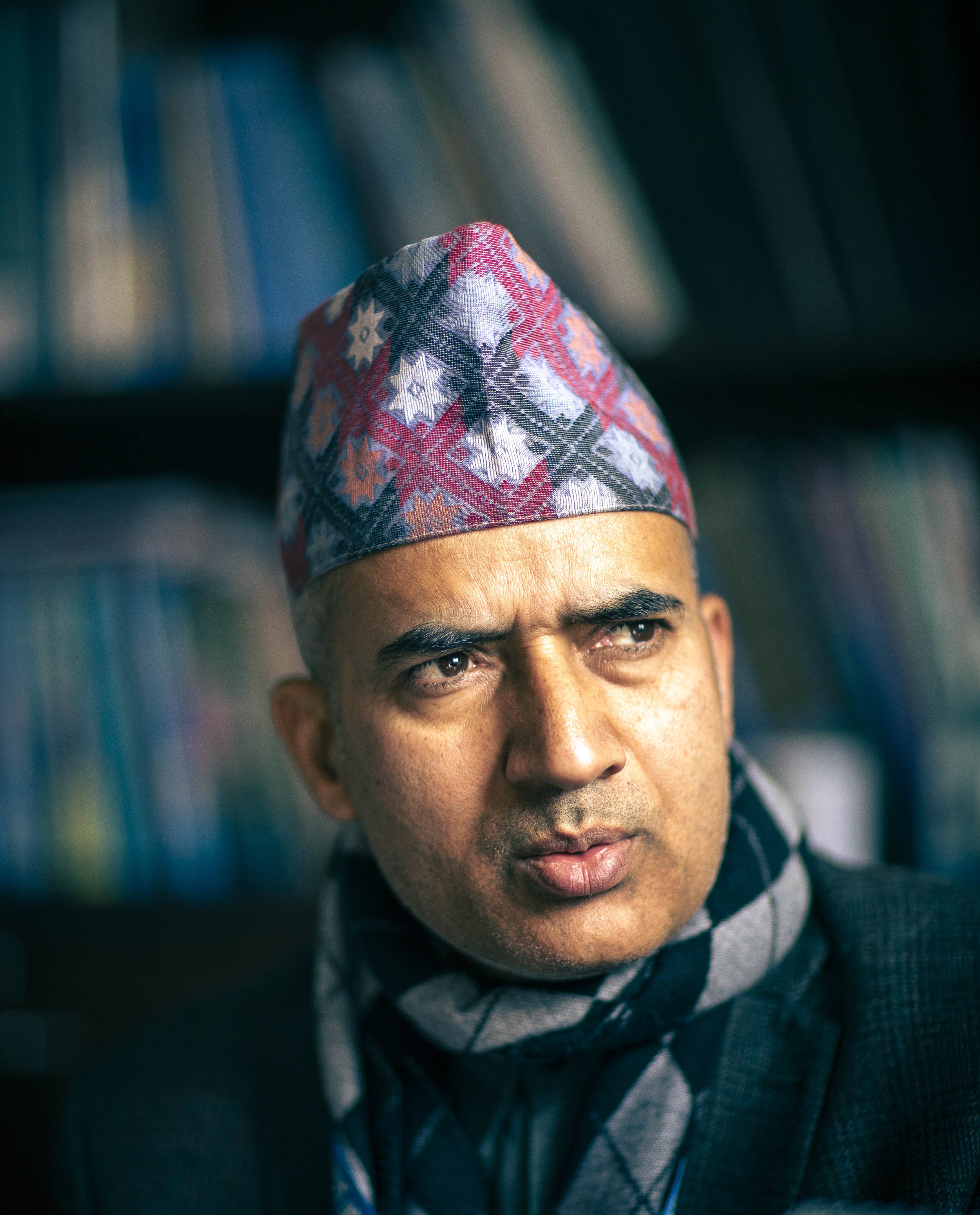 Dinesh Pokharel dramatic lighting at Tilganga Eye institute kathmandu editorial portrait Simon Shattky
