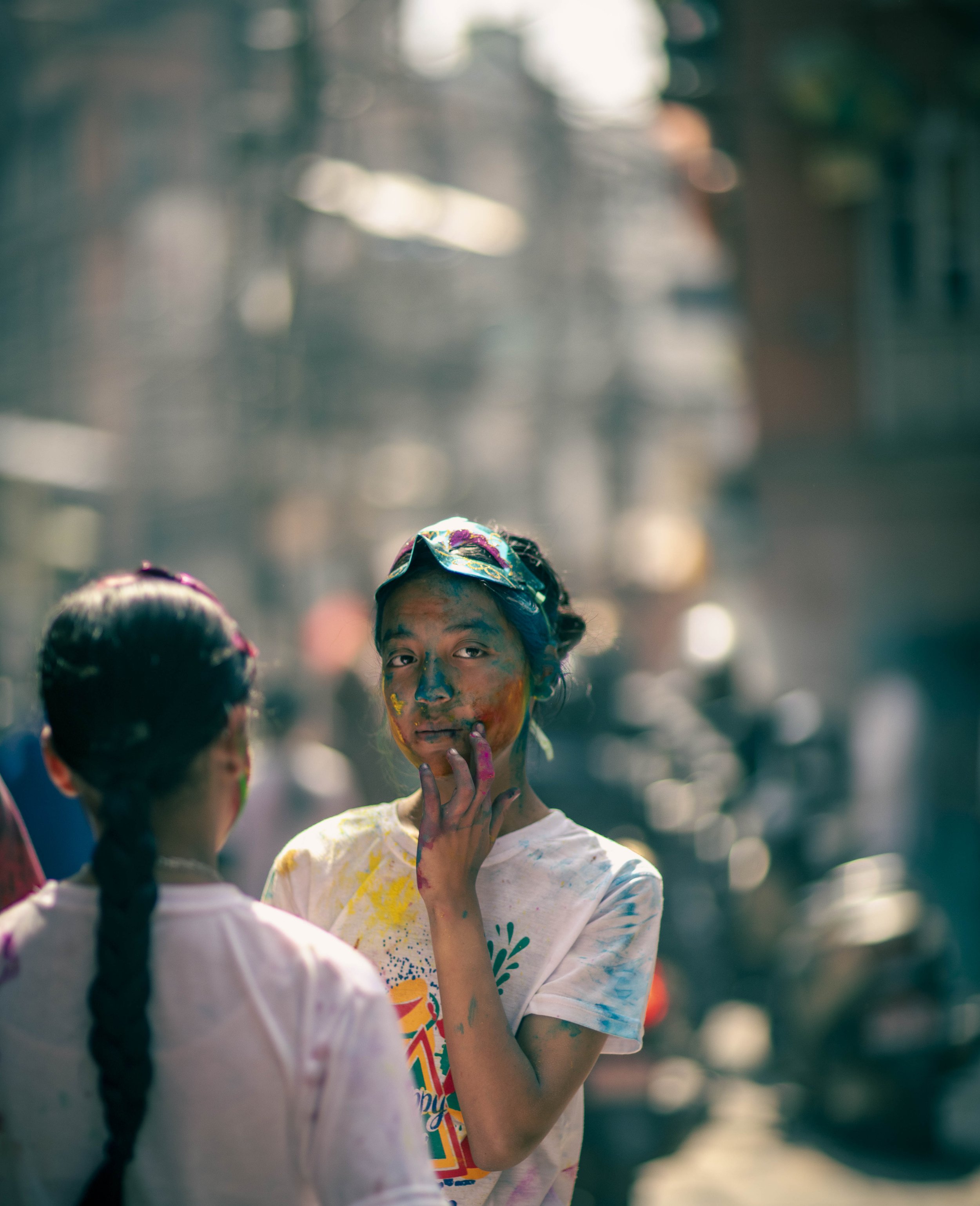 Editorial portrait holi festival in Kathmandu photograph Simon Shattky
