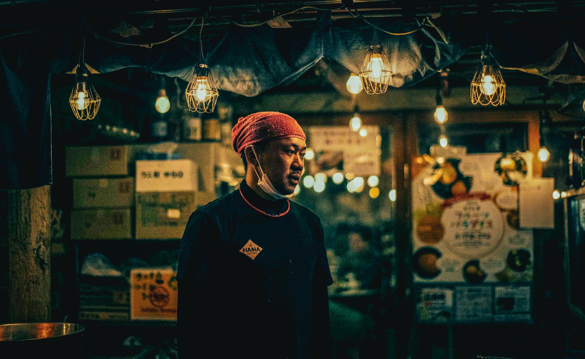 Editorial portrait man sushi chef nighttime in Tokyo Simon Shattky
