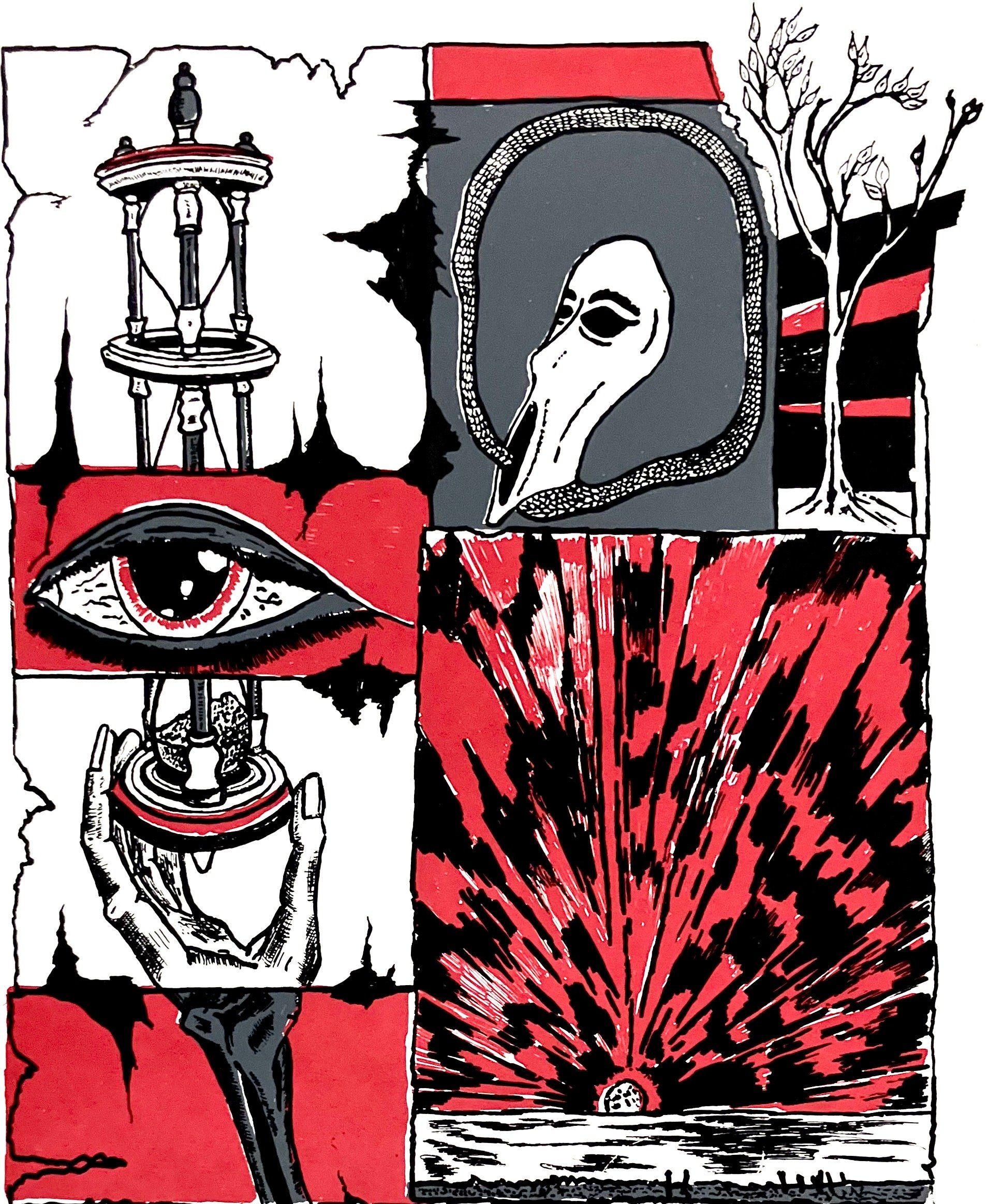 red #9, 15x13in, screenprint, 2025