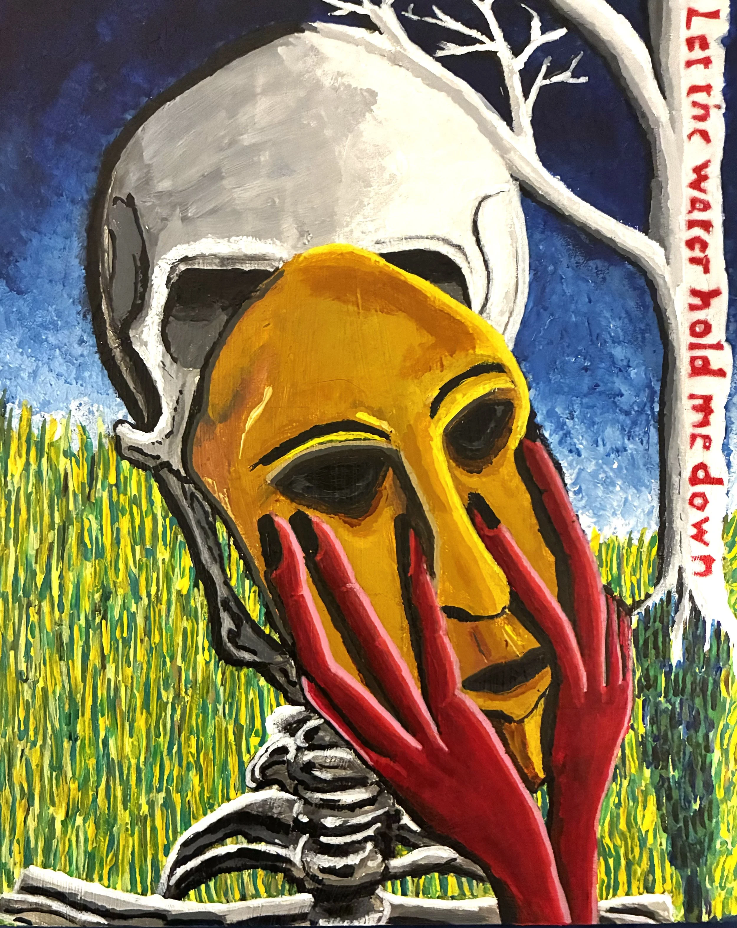 Let the water hold me down, acrylic on wood panel, 6x4 in, 2026