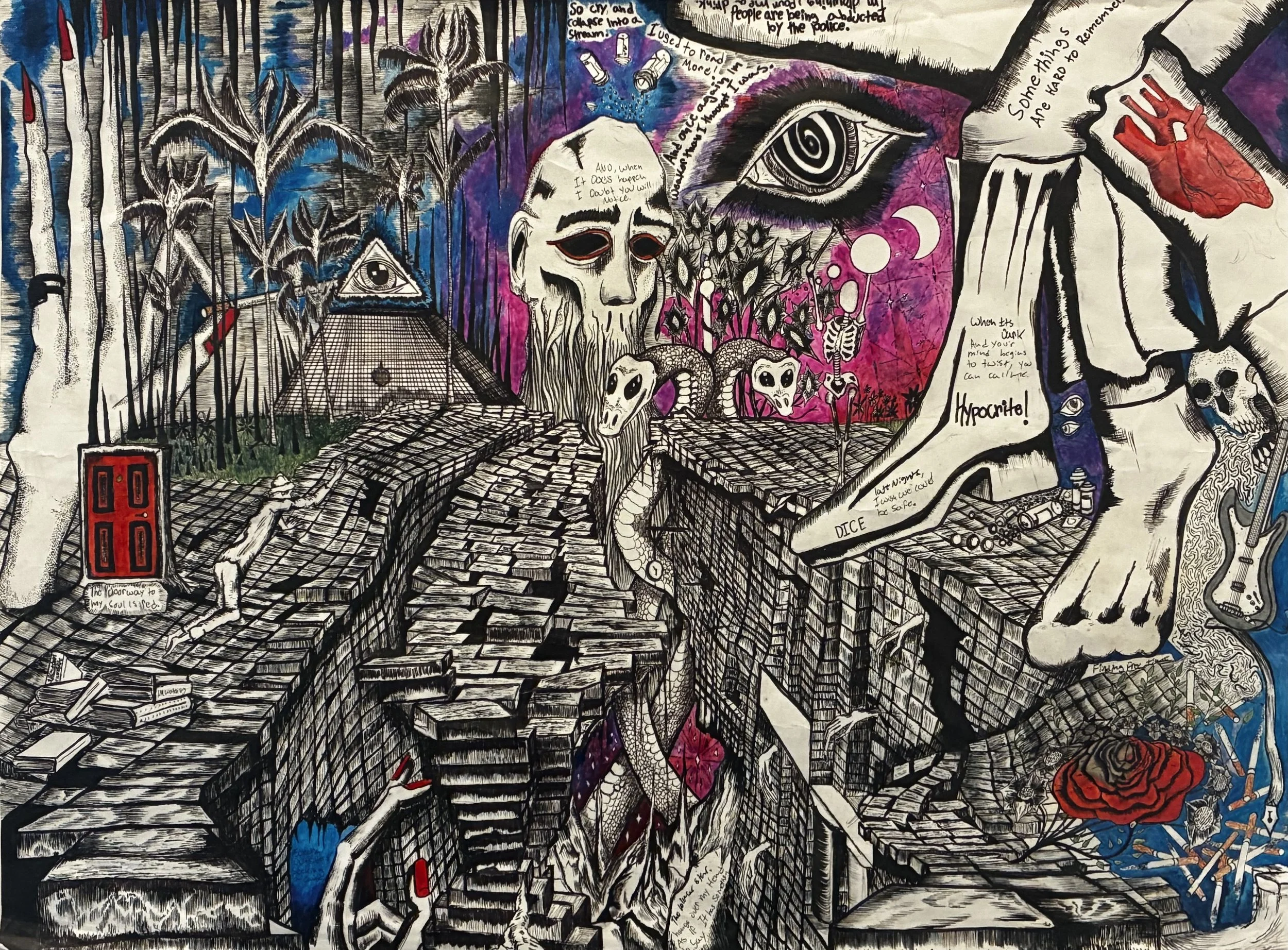 La, 18x24in, ink and watercolor paint, 2026