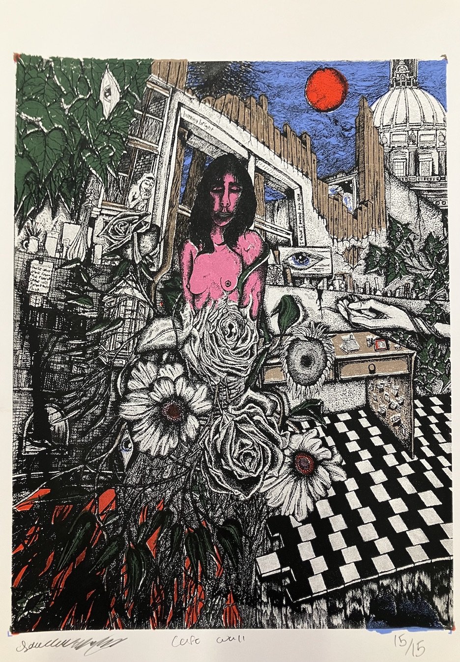 cafe wall, 20x13in, screen print, 2026