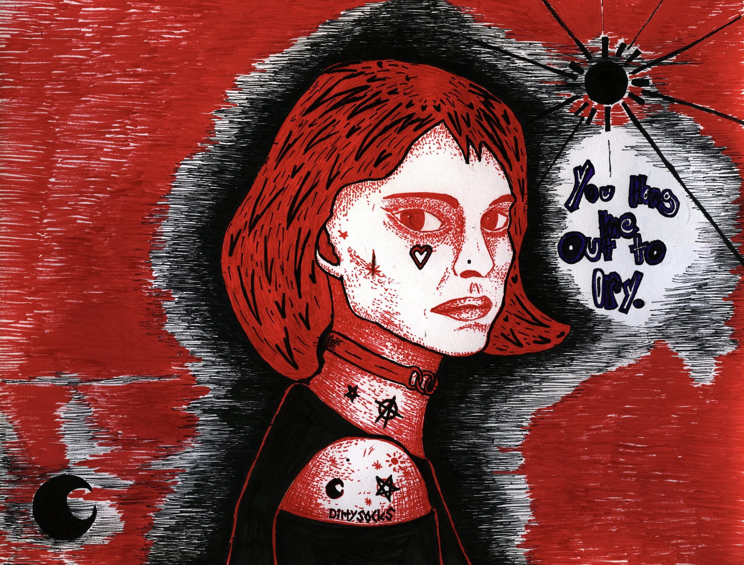 red # 5, 9x11in, drawing, 2023