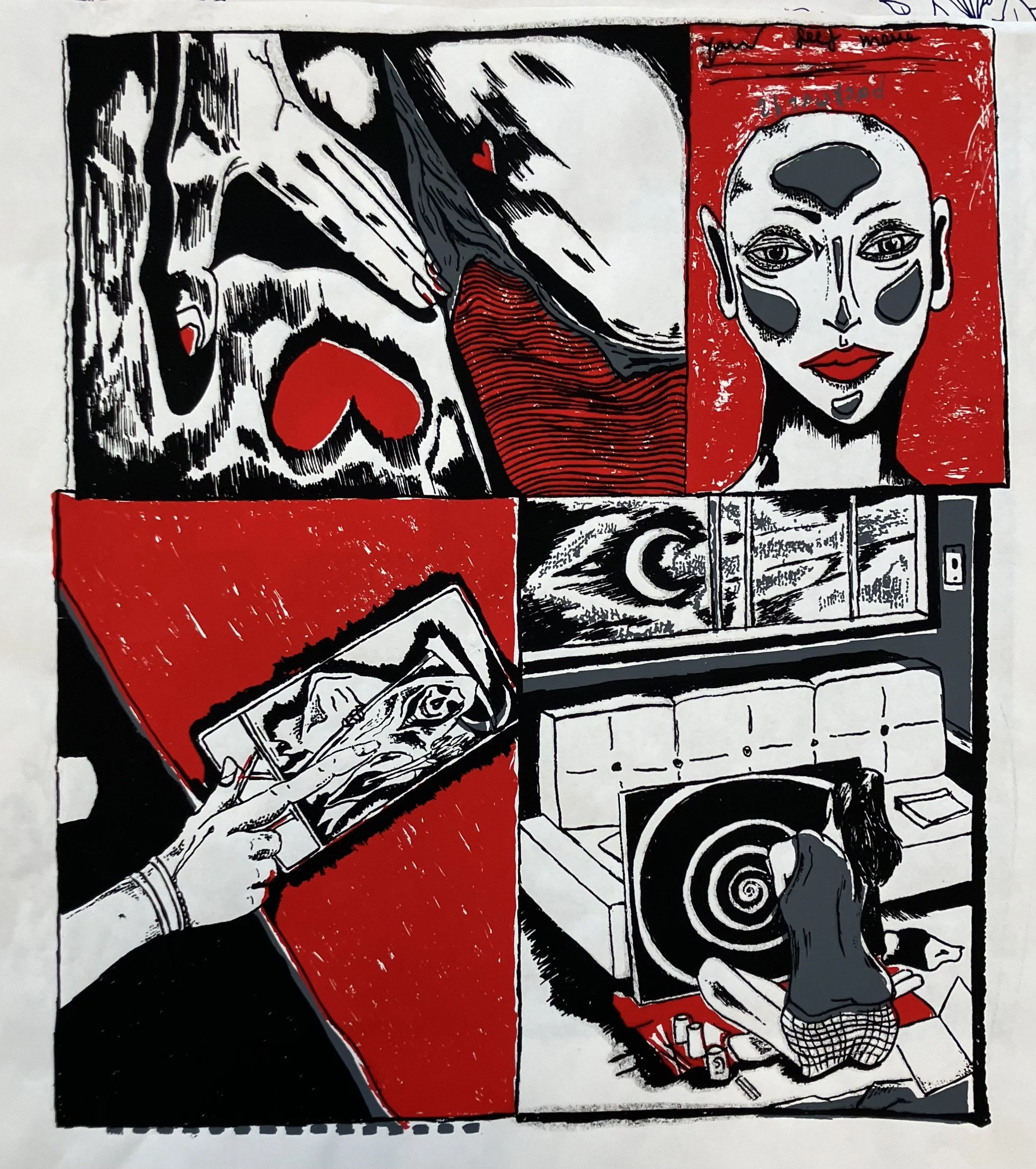 red #8, 15x15in, screenprint, 2025