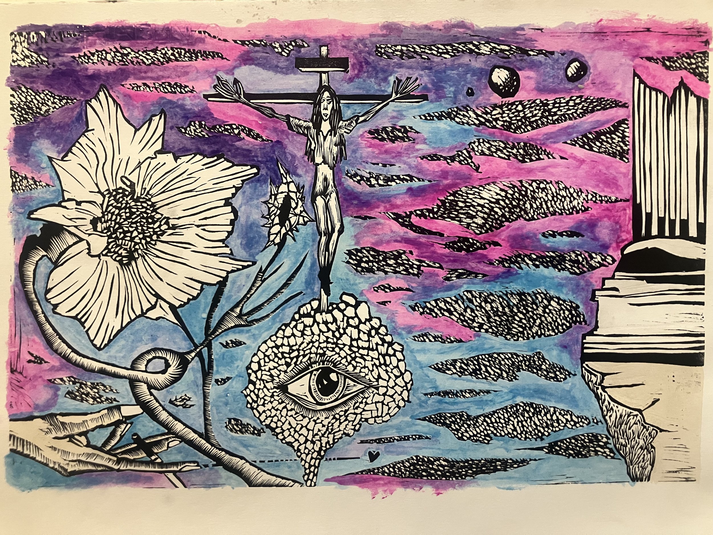 untitled, 11x 16 in, relief monotype, 2025