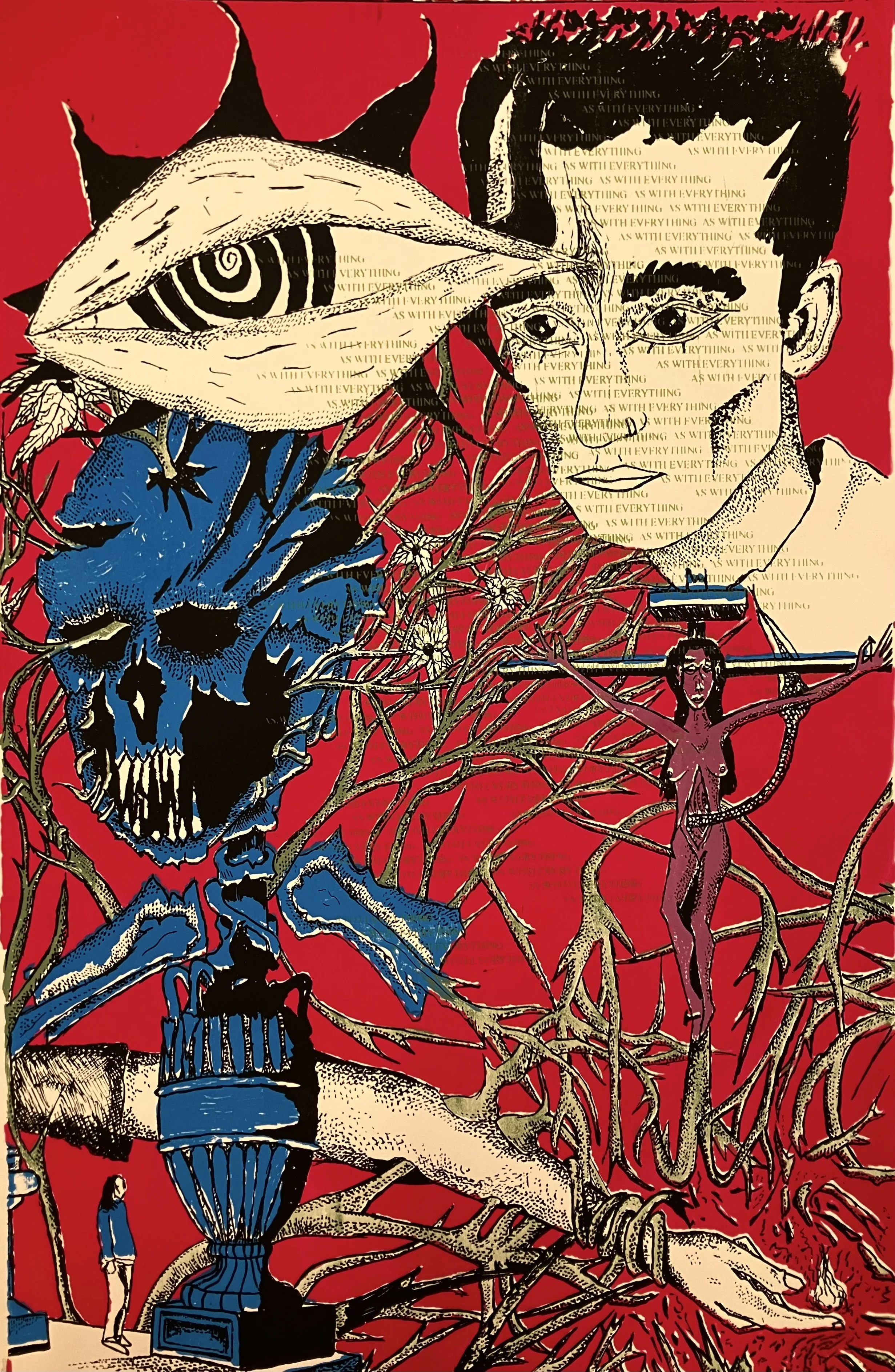 as with, 20x13in, screenprint, 2026