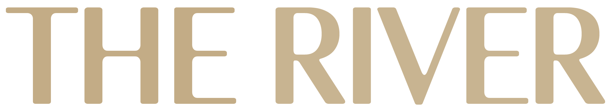 Text that says "THE RIVER" in large, beige letters on a black background.