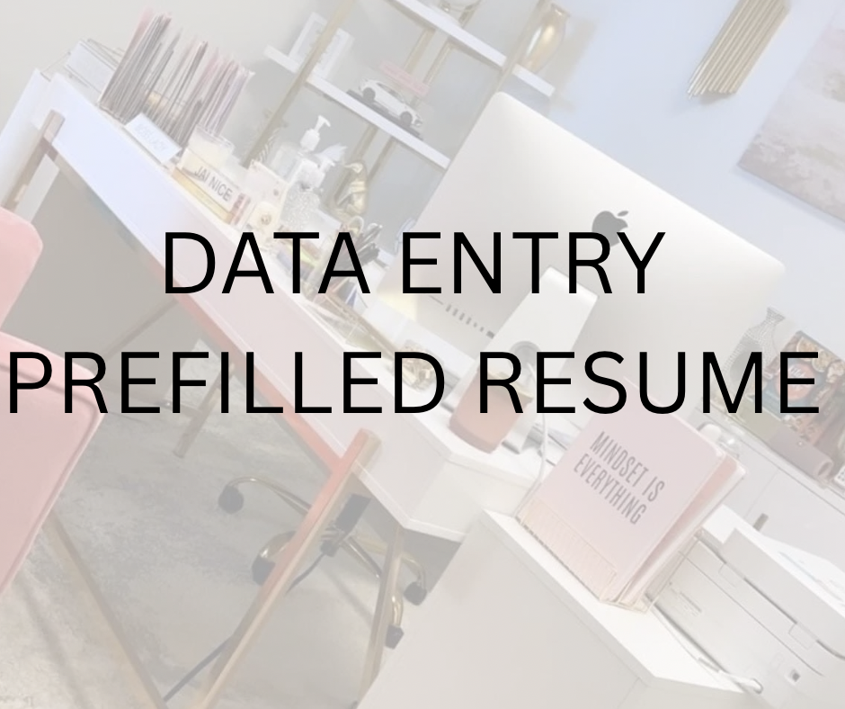 Data Entry Prefilled Resume