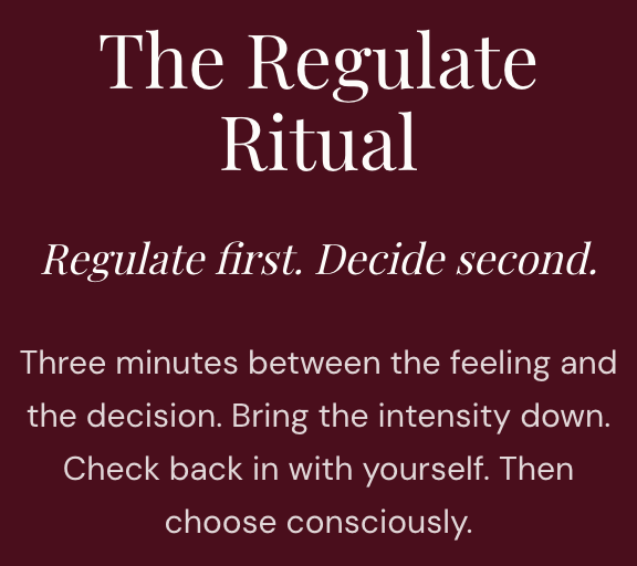 FRXN product preview: The Regulate Ritual, with the prompt Regulate first. Decide second.