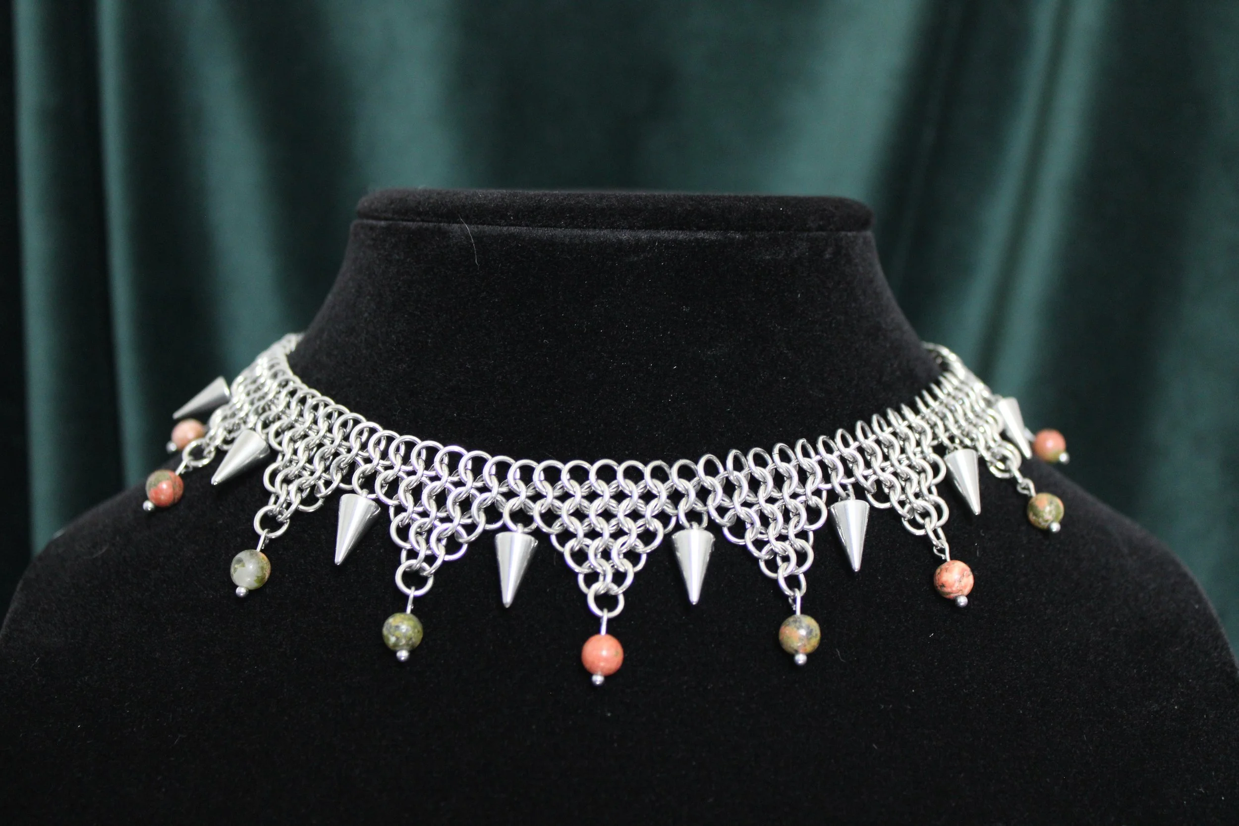 Unakite Spike Collar