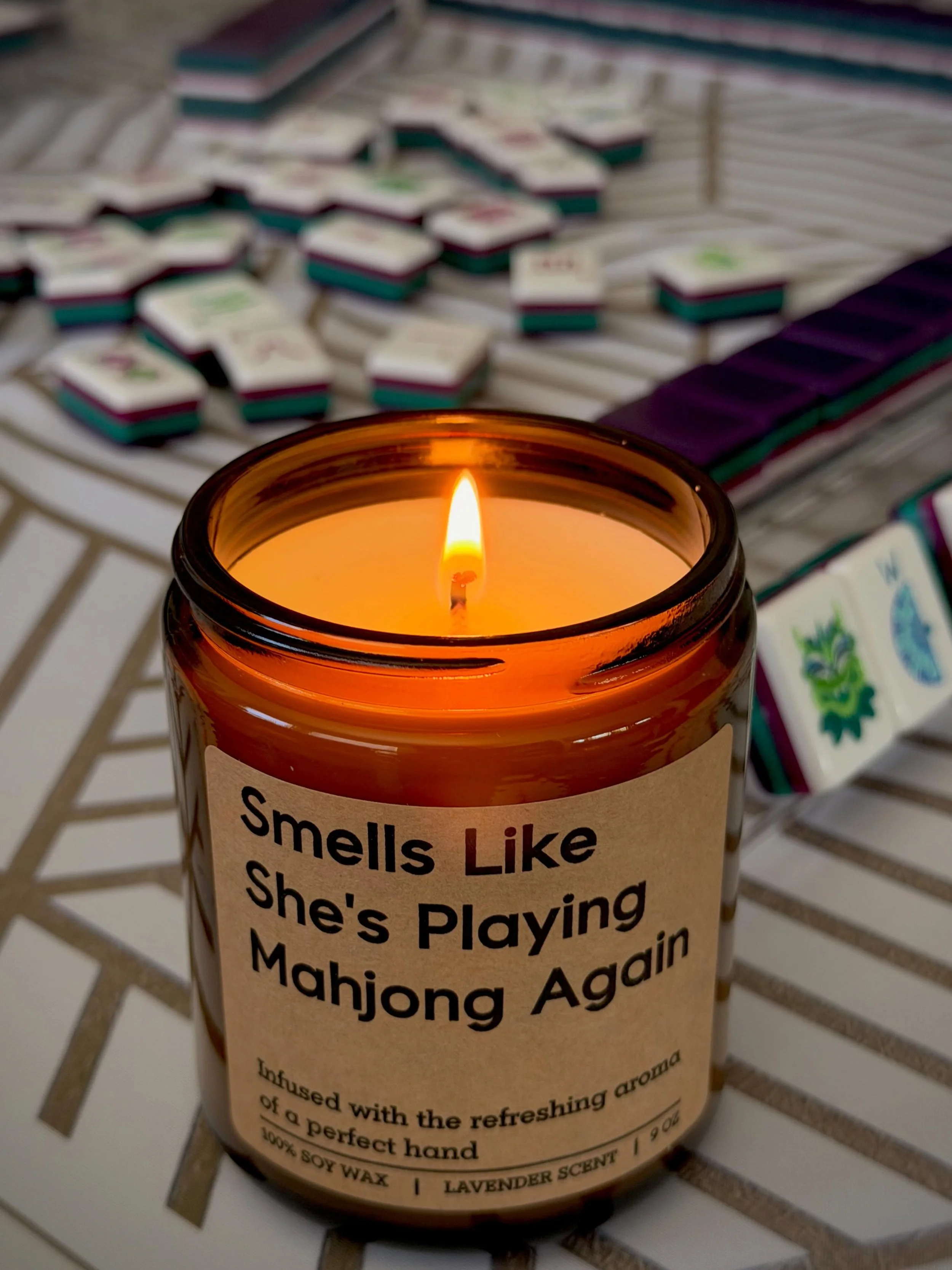The candle that made an appearance during our last Mahjong 102 class in #Rocklin. 😂 Start your love of American Mahjong journey today by contacting Curtis for a lesson. #americanmahjong #gamenight #sacramento #eastsac