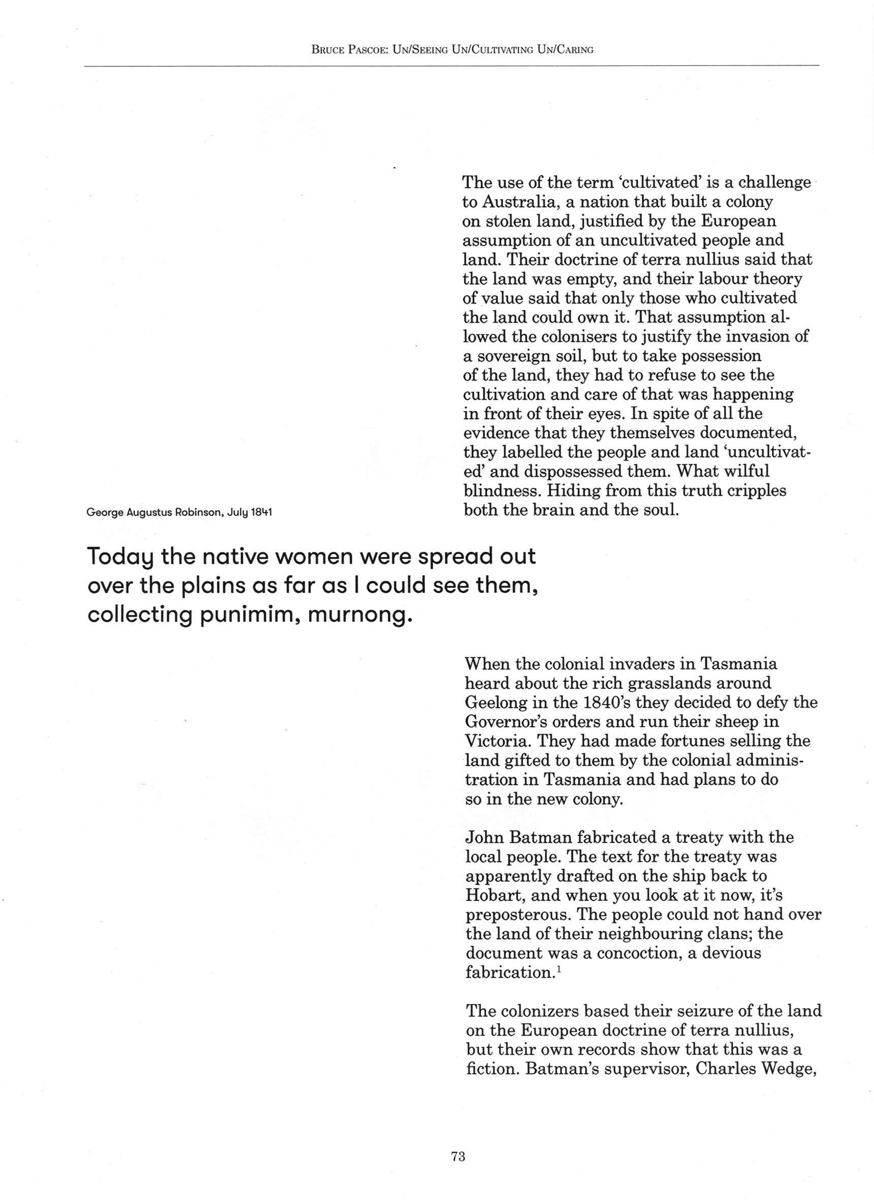 Rewriting The Politics of Care, published in-ter-sti-tial press 2021, editior Macushla Robinson, p71-p76, Bruce Pascoe / Ellen Koshland