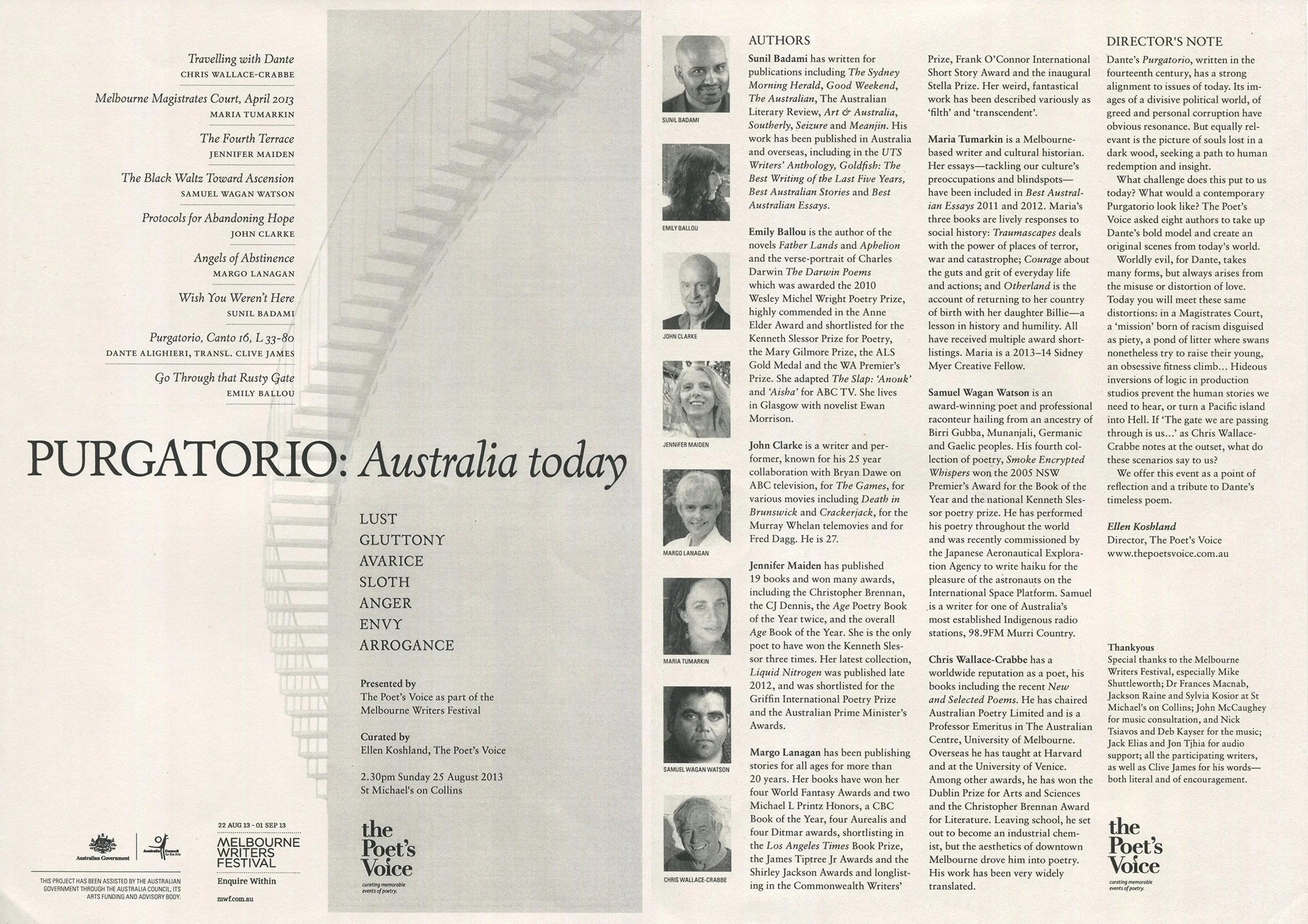 Purgatorio: Australia today, the Poet's Voice, 2013