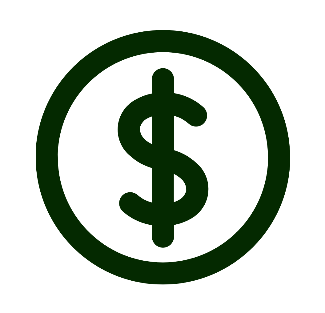 A green dollar sign inside a green circle on a black background.