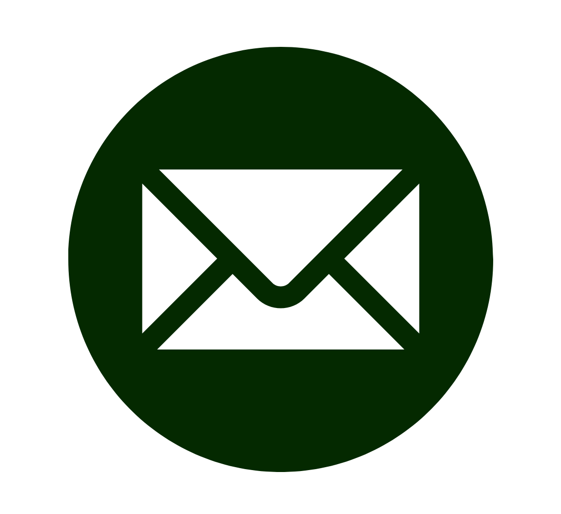 Green circular icon with a black envelope symbol in the center, indicating email or messages.