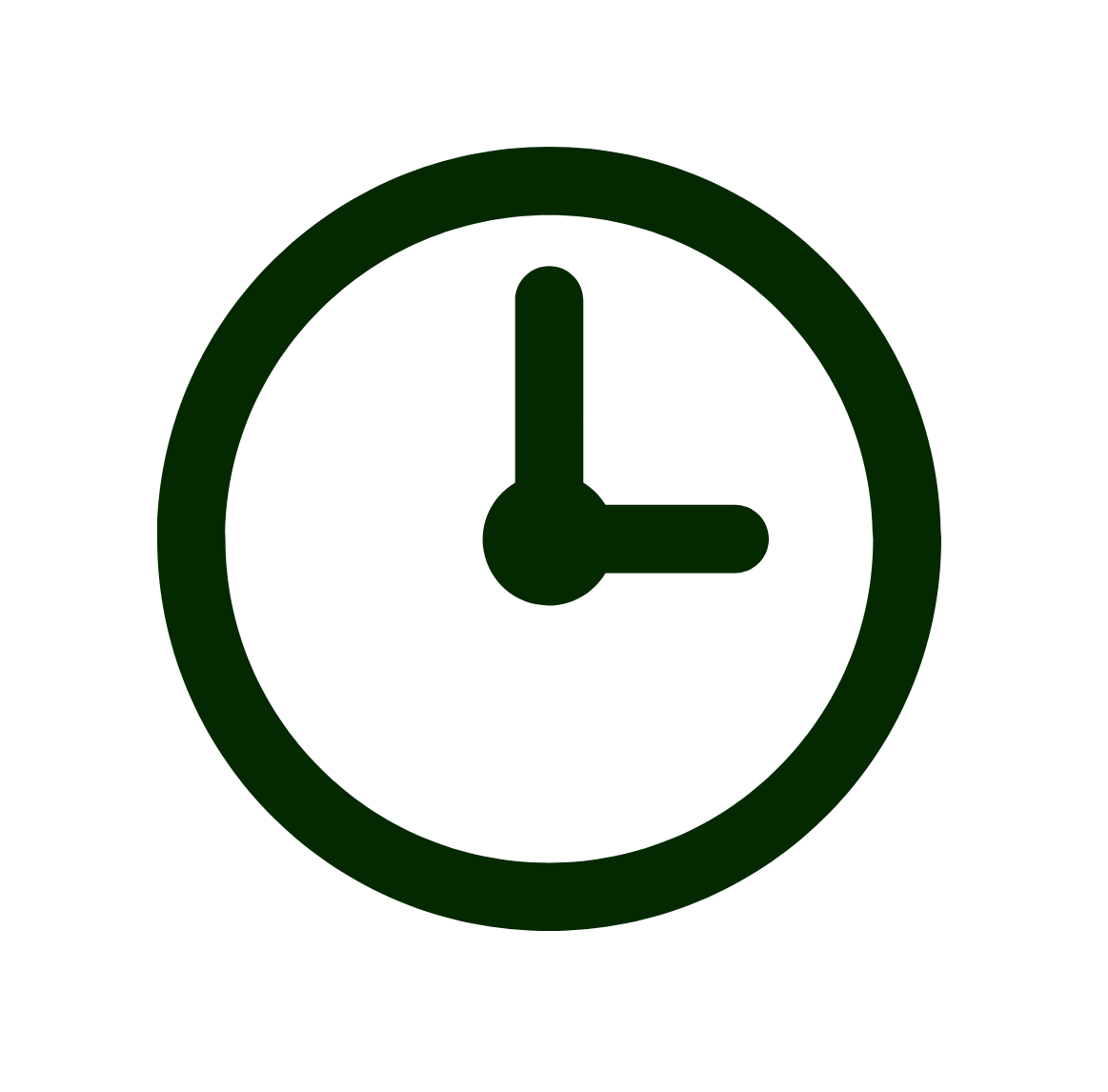 Simple clock icon showing 3:00.
