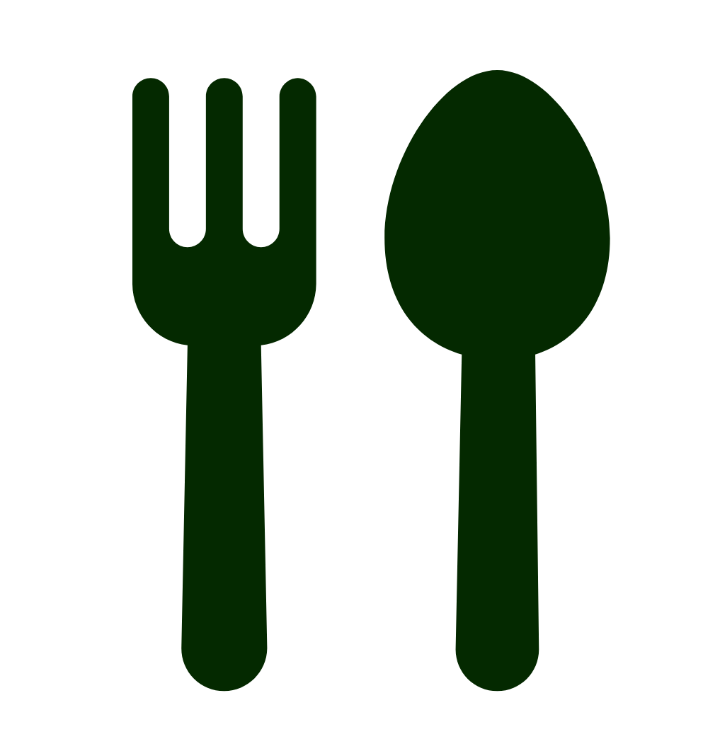 Dark green silhouette of a fork and a spoon side by side.
