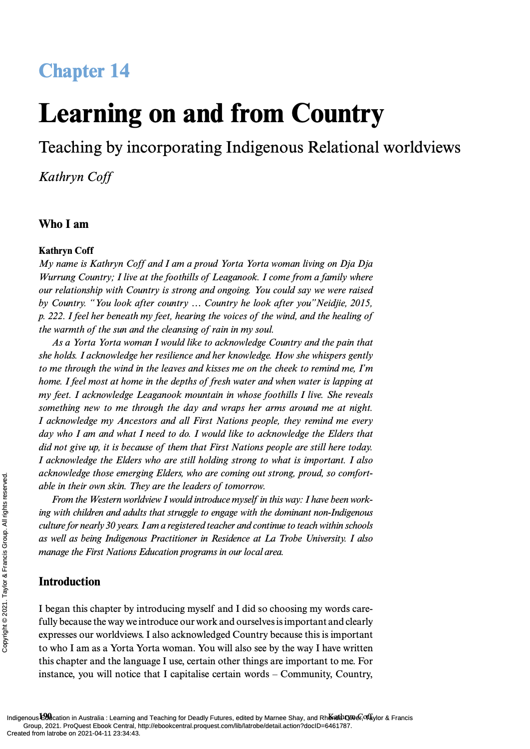Learning on and from Country