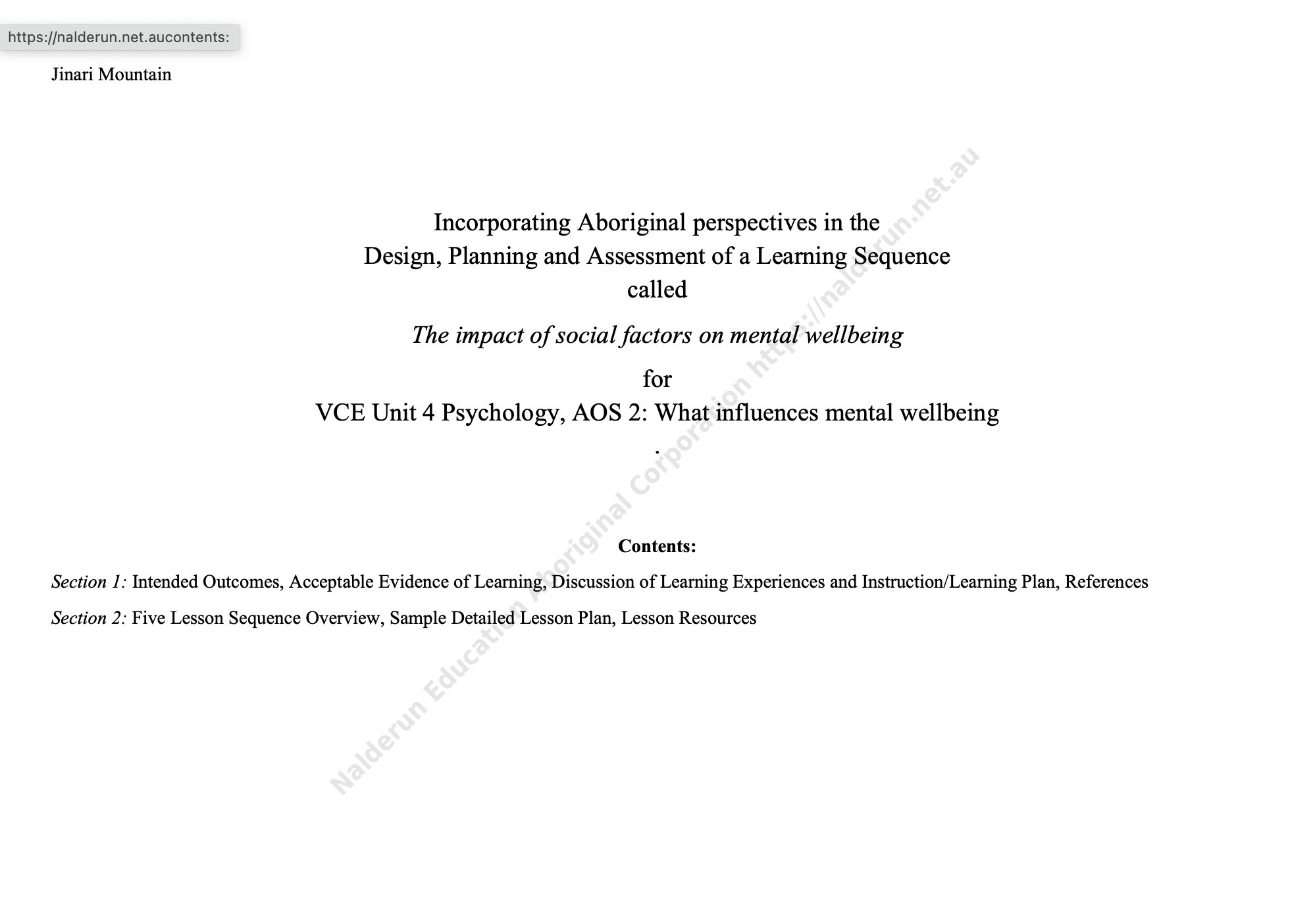 Five lessons for VCE Psychology, Unit 4