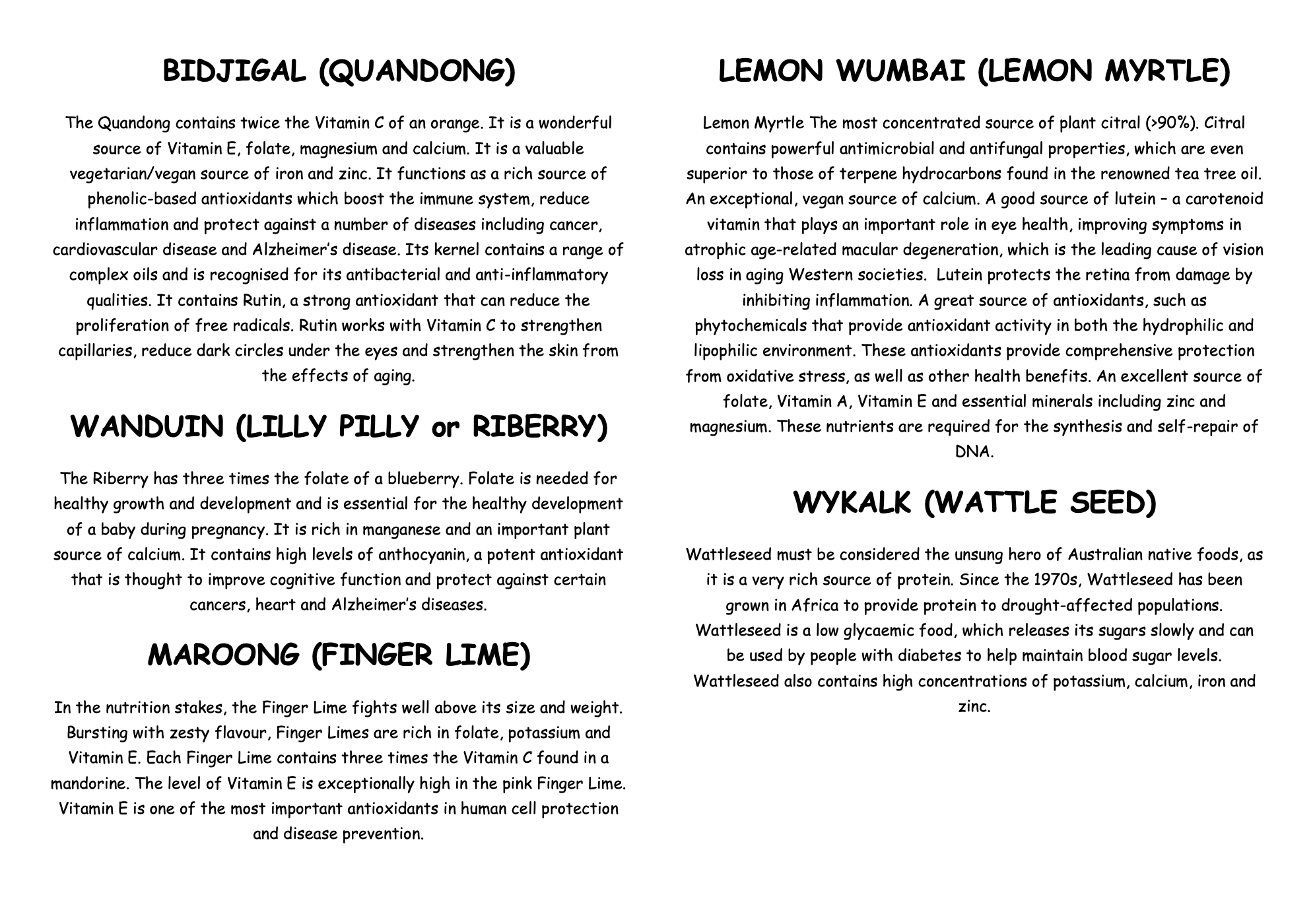 Nutritional Value of Foods