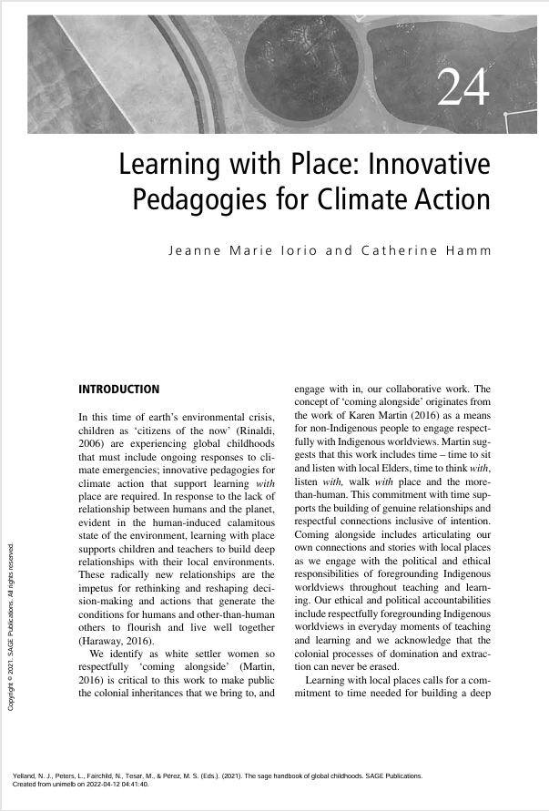 Learning with Place: Innovative Pedagogies for Climate Action