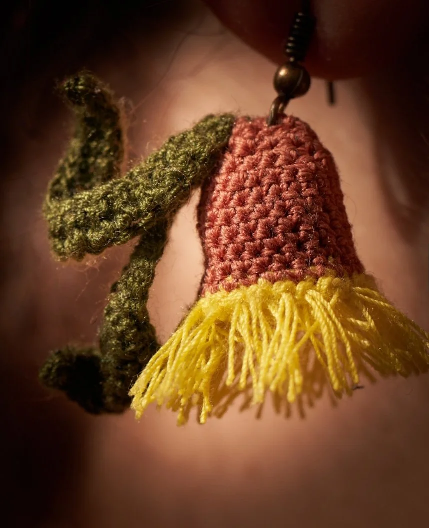 Yellow Flowering Gum Nut with Gum Leaf Earrings