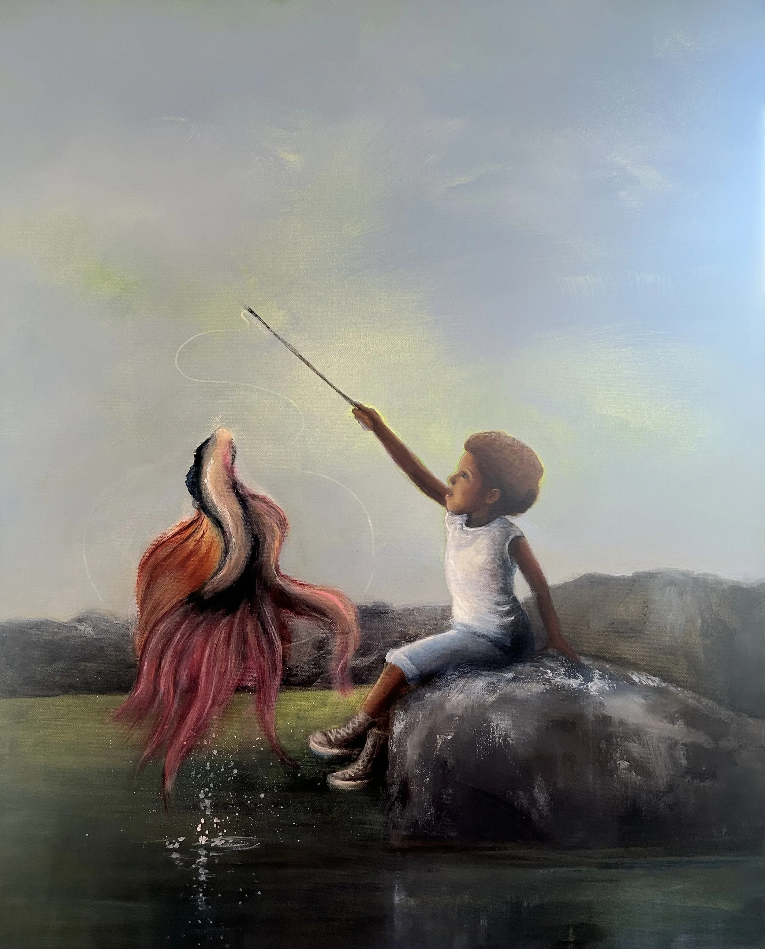 Fishing in the Morning - 24 x 30 in - $2,100