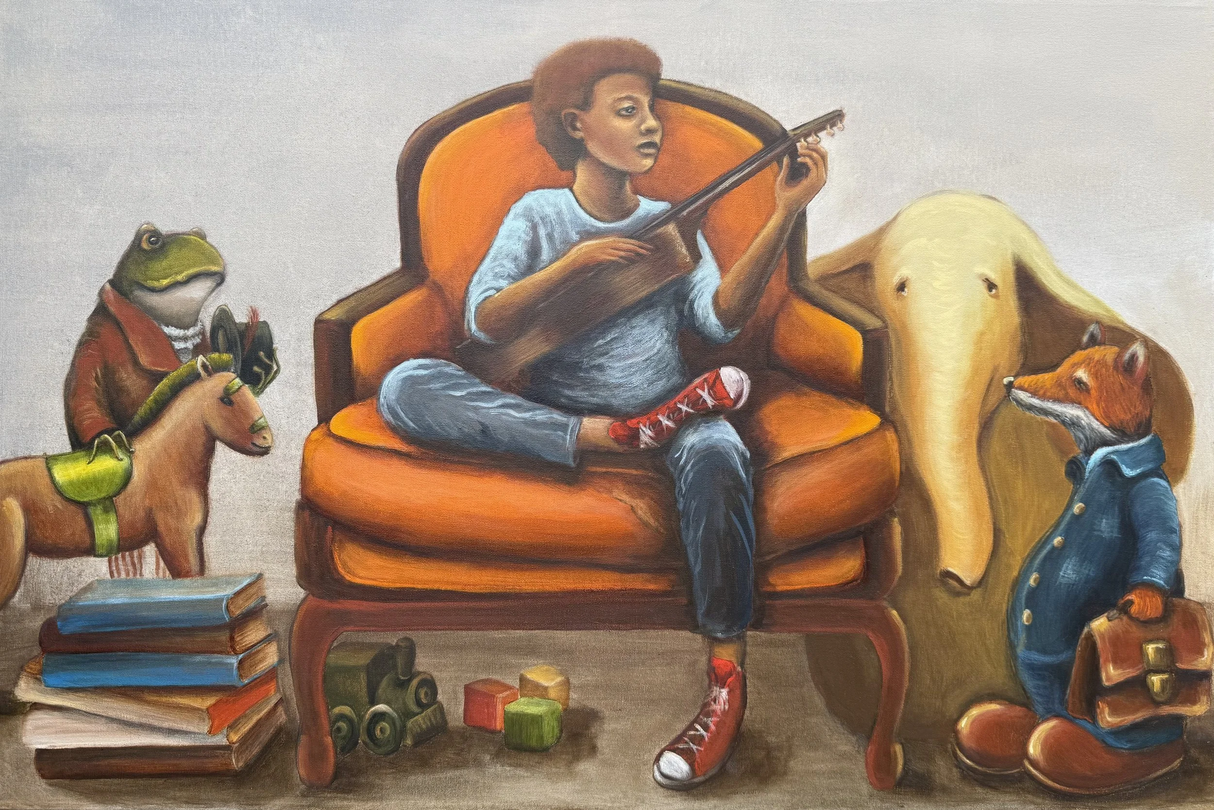 Tuning the Guitar - 24 x 36 in - $2,600